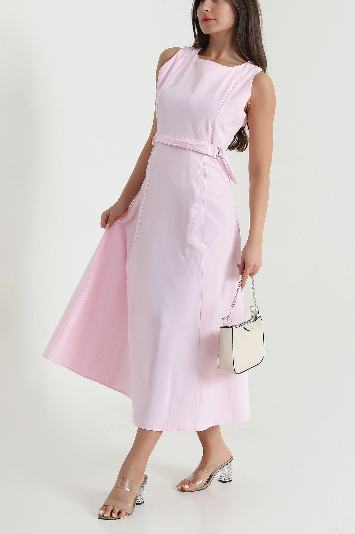 Pembe Sıfır Kol Poplin Kadın Elbise 469357
