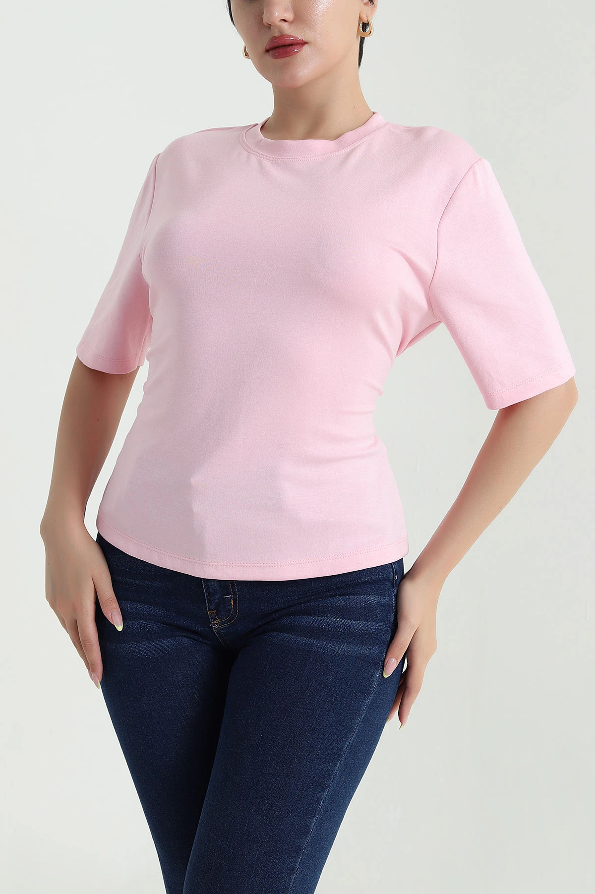 Pembe Sırt Bağcıklı Modal Kadın Tişört 468126