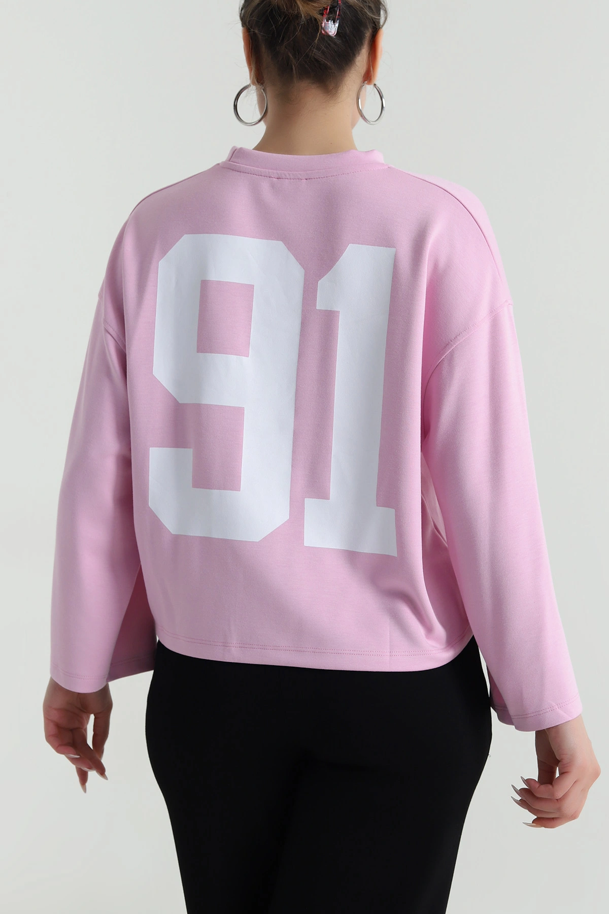 Pembe Sırtı Baskılı Modal Kadın Üst 487890
