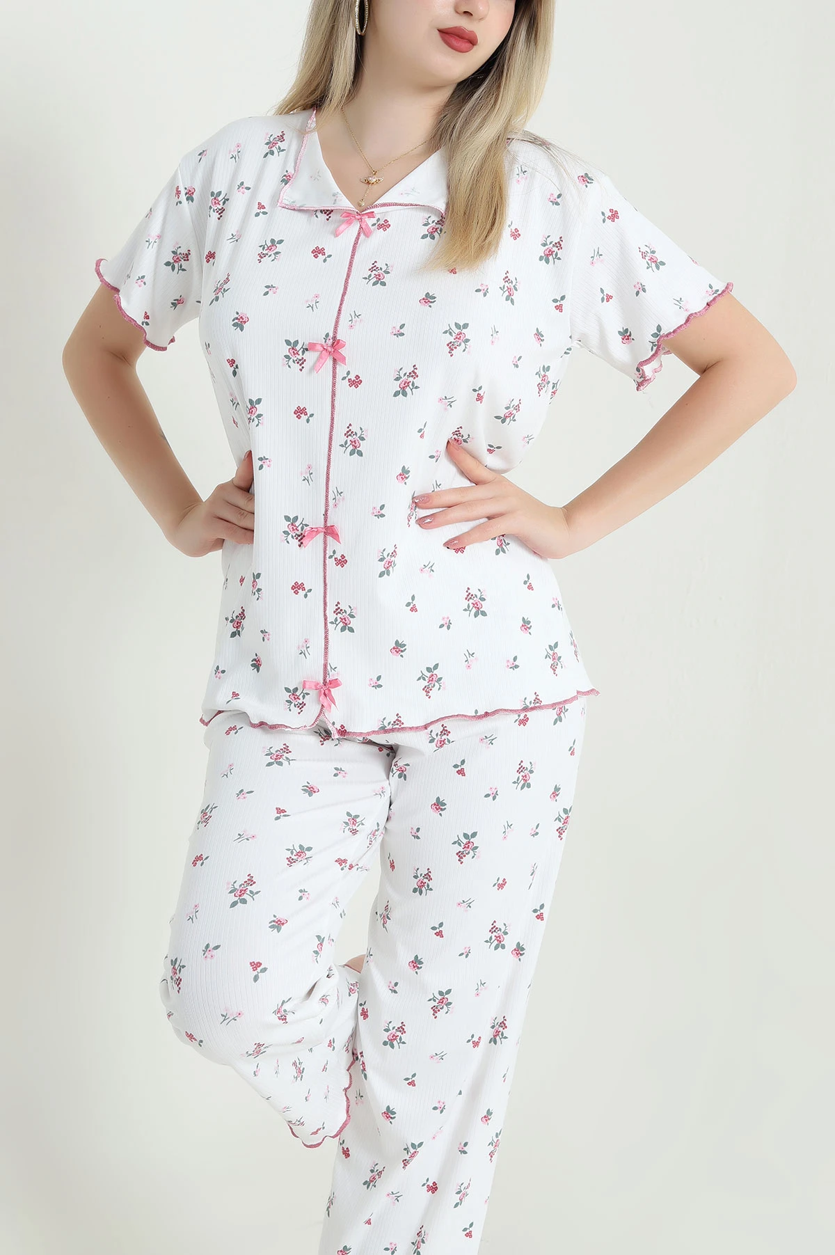 Pembe Sleepy Fiyonklu Kadın Pijama Takımı 466344