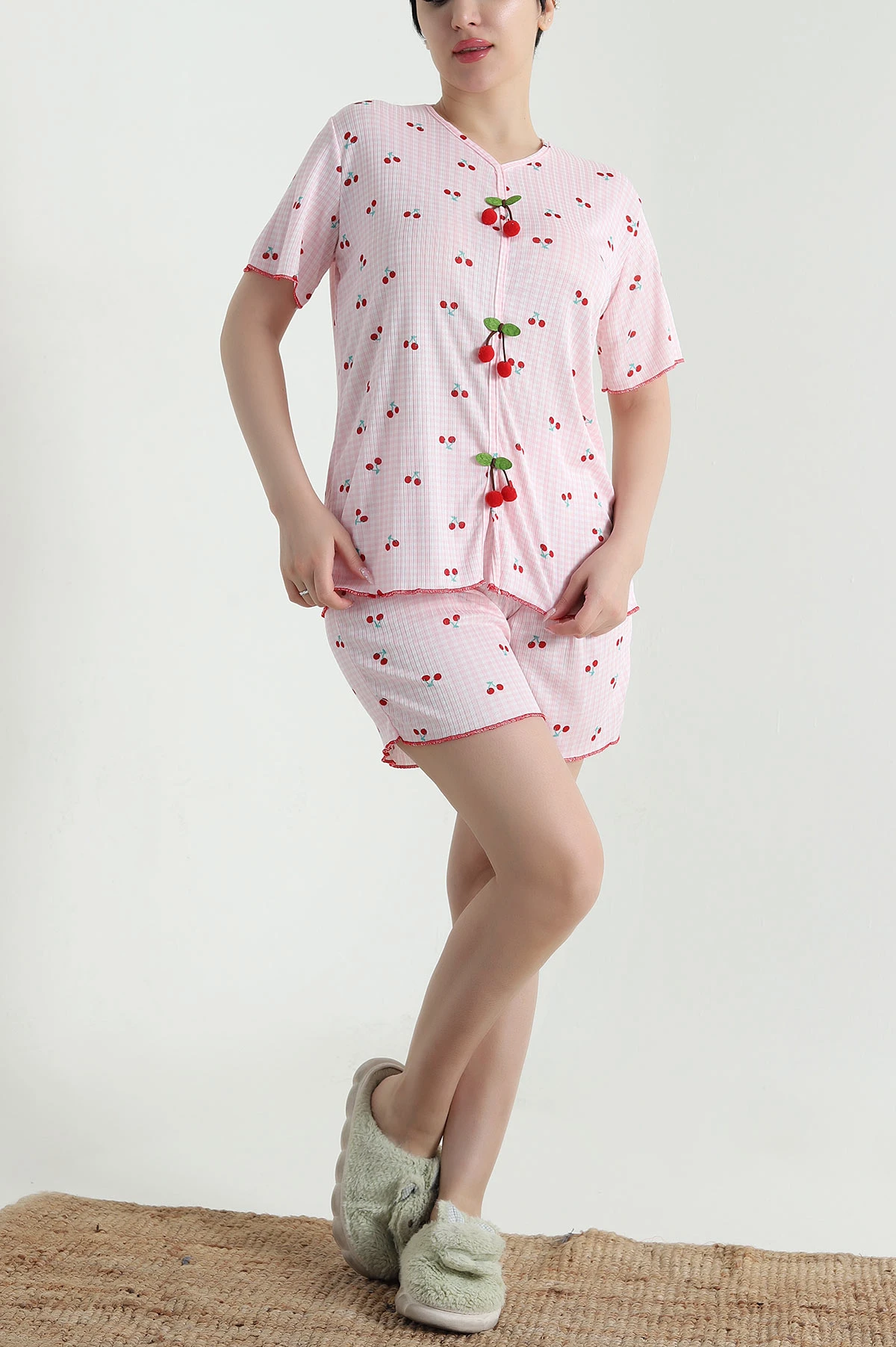 Pembe Şortlu Kaşkorse Kadın Pijama Takımı 462229