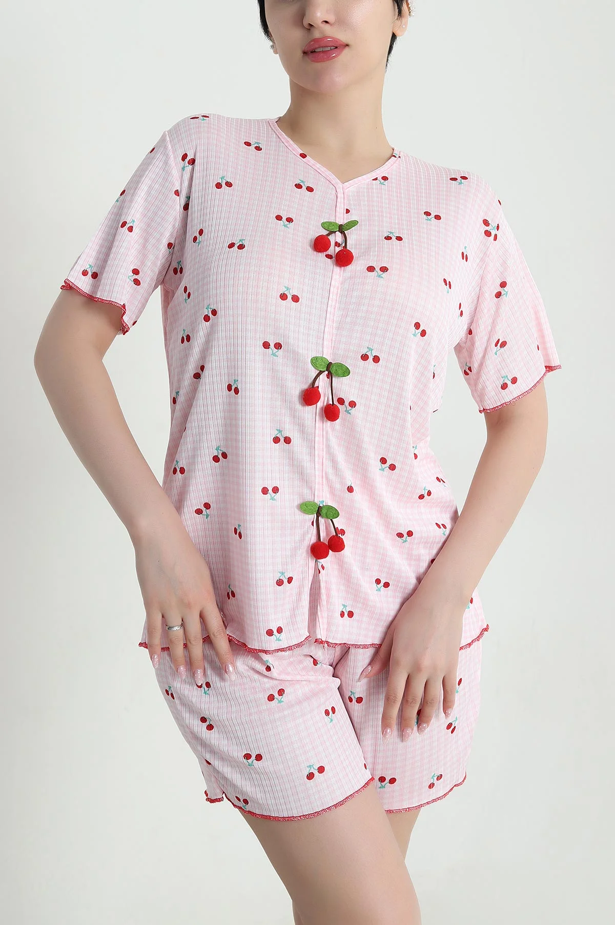 Pembe Şortlu Kaşkorse Kadın Pijama Takımı 462229