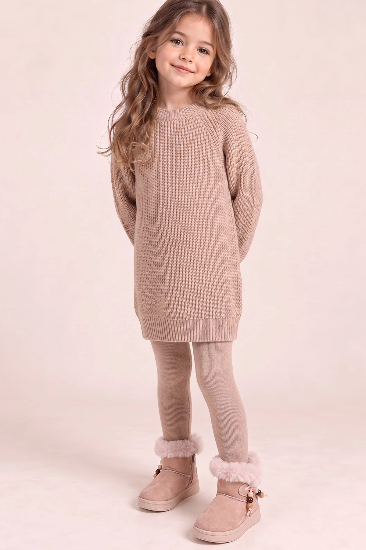 Pembe Süet ( 26 - 30 ) İçi Tüylü Toka Detaylı Kız Çocuk Bot 493668
