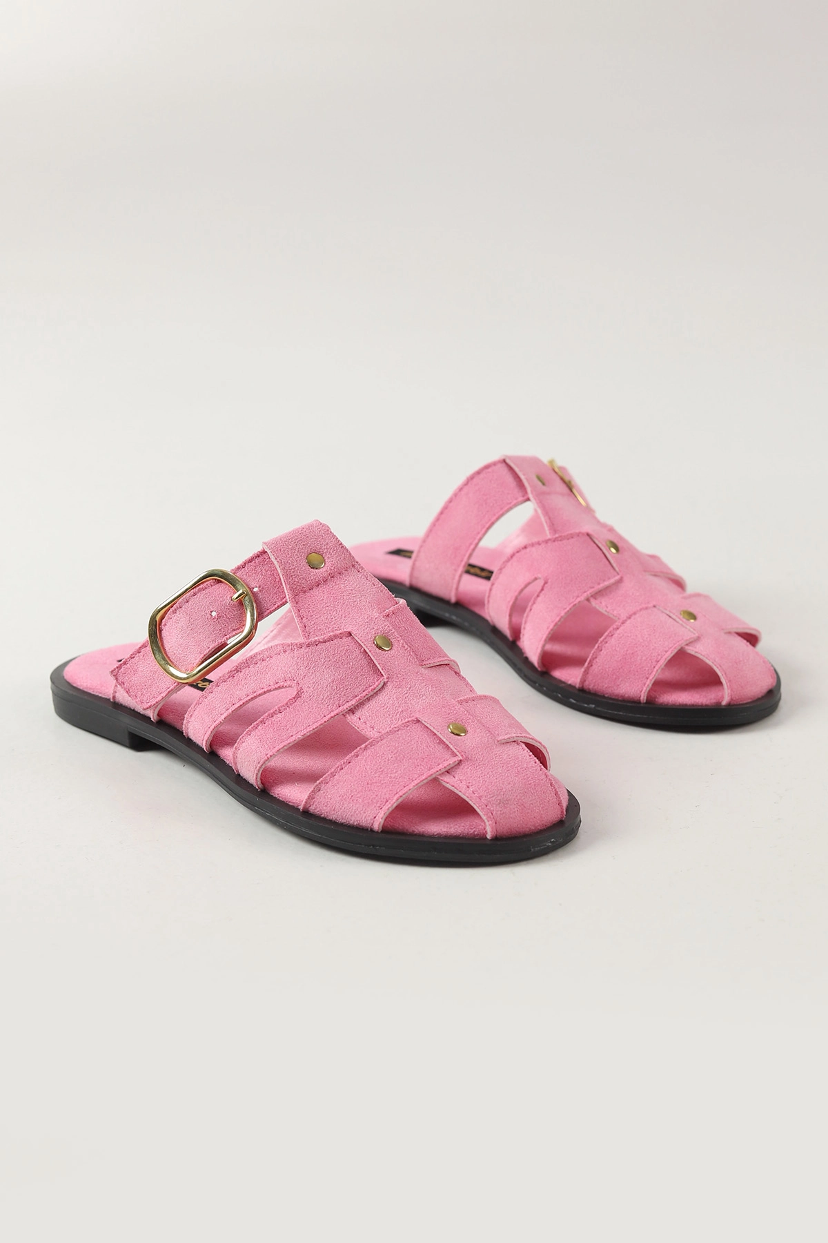 Pembe Süet Kemer Bantlı Kadın Terlik 462944