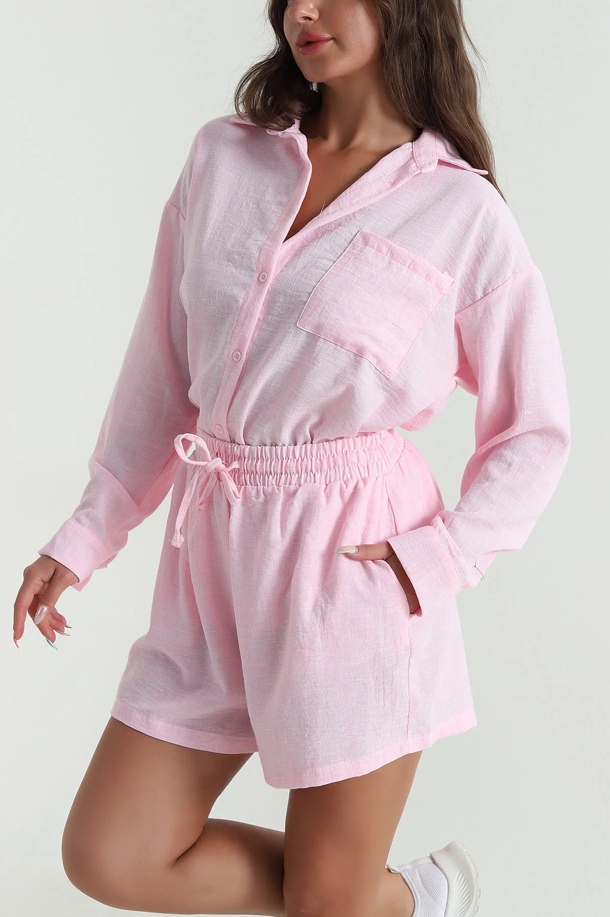 Pembe Summer Keten Kadın İkili Takım 471295