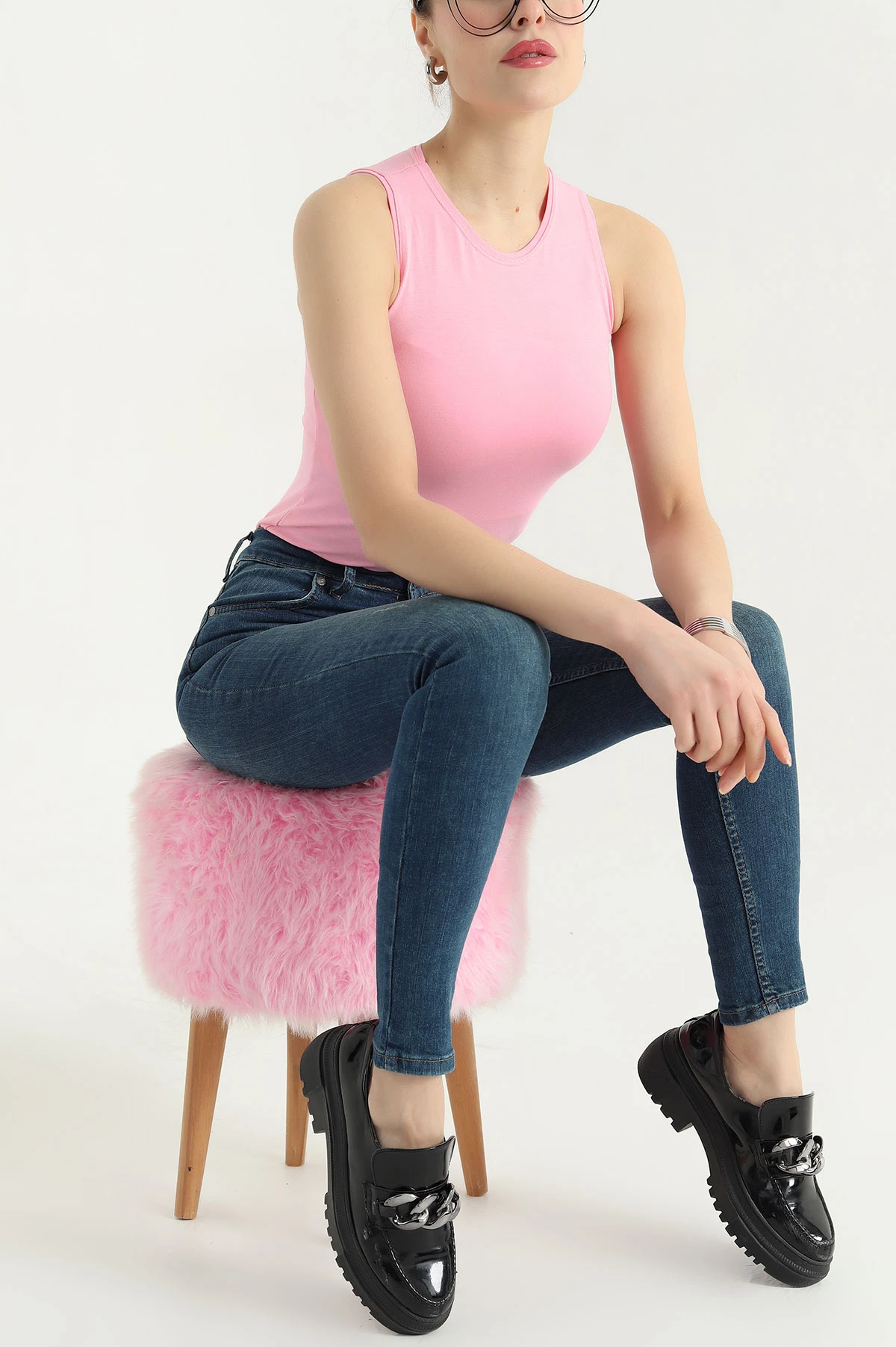 Pembe Süprem Kolsuz Atlet Bluz 337707
