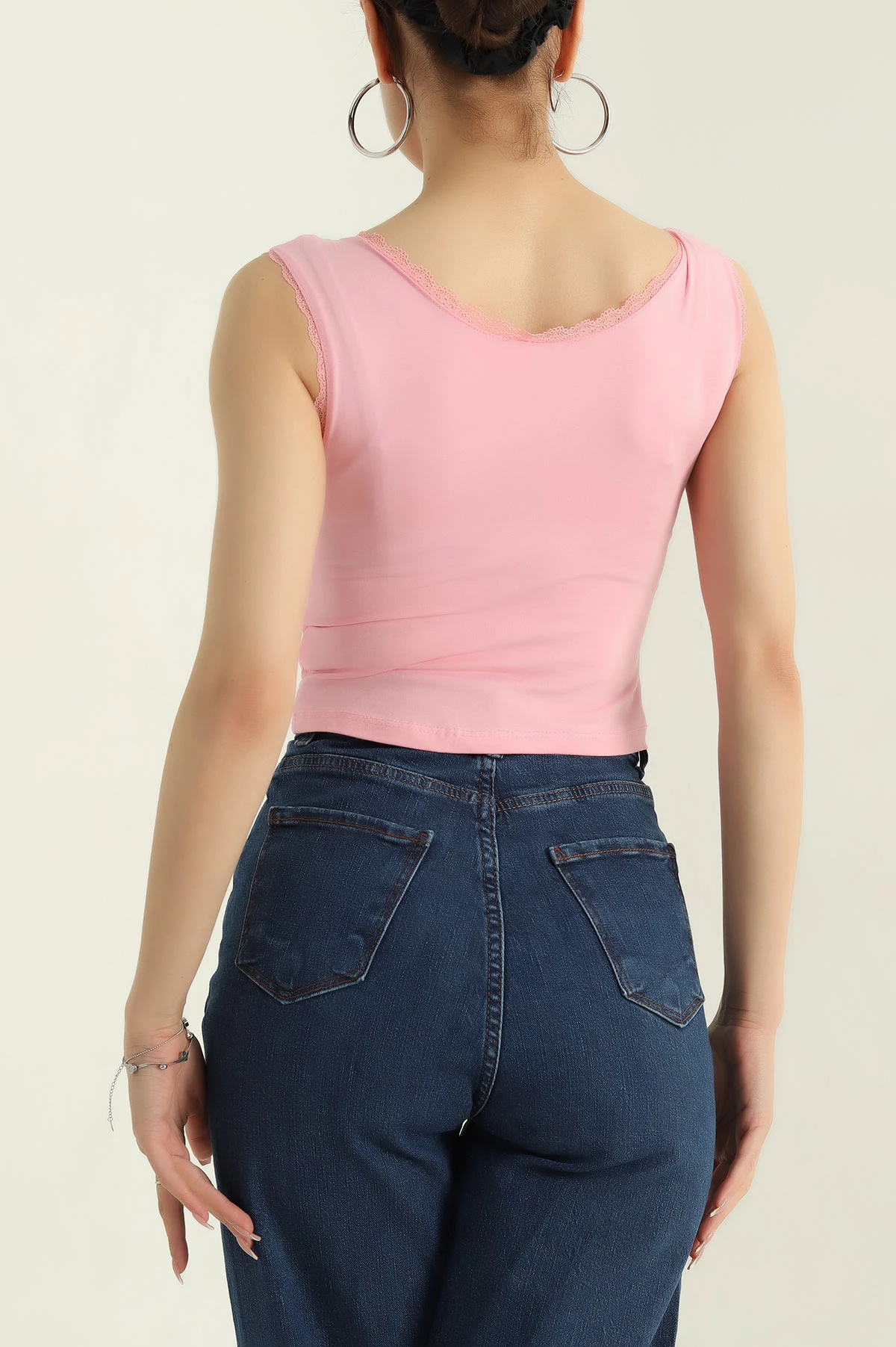Pembe Süprem Kumaş Fiyonklu Kadın Atlet 372676