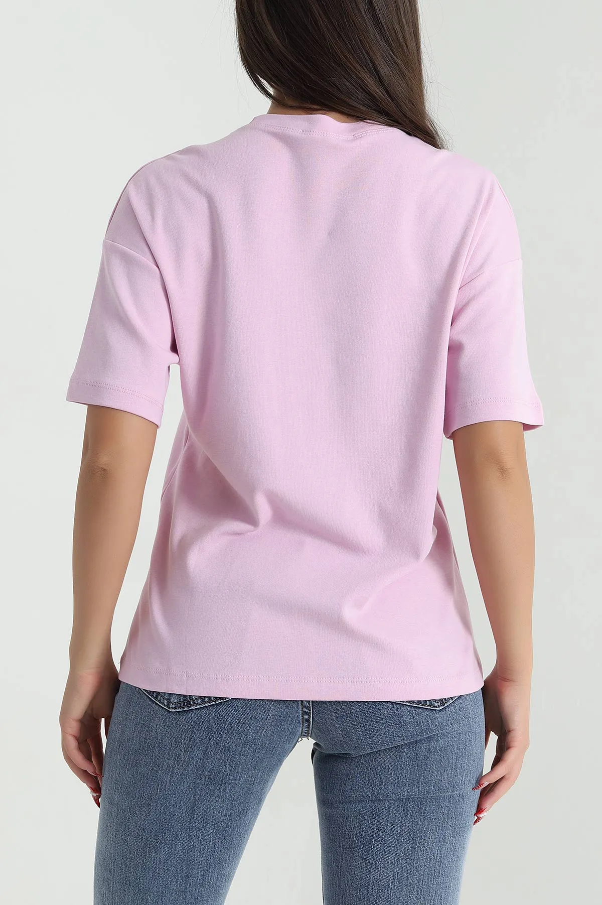 Pembe Taş İşlemeli Modal Kadın Tişört 473448