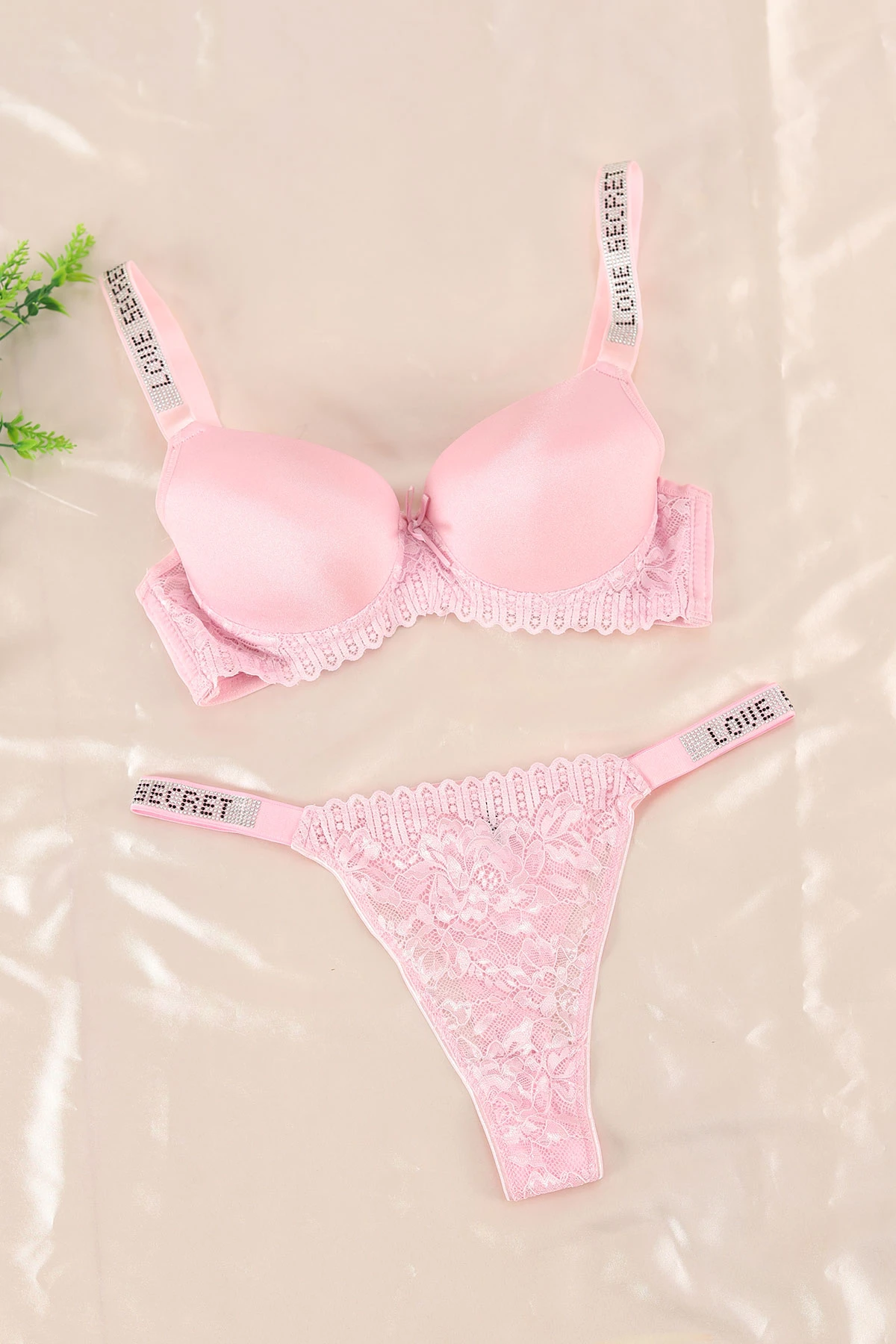 Pembe Taşlı Destekli Mikro Sütyen Takımı 365937