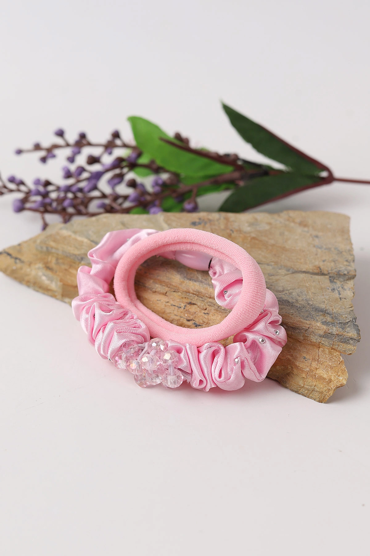 Pembe Taşlı Lastikli İkili Toka Seti 293680
