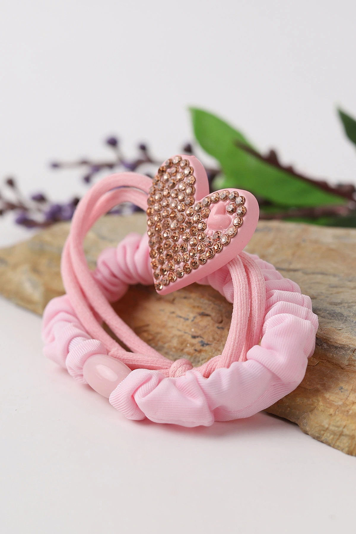 Pembe Taşlı Lastikli İkili Toka Seti 293749
