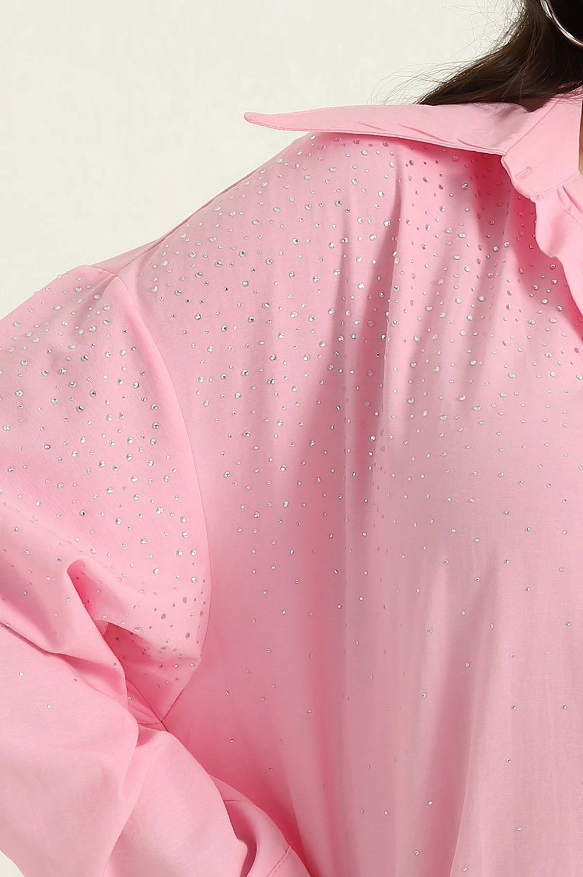 Pembe Taşlı Poplin Kadın Gömlek 368991