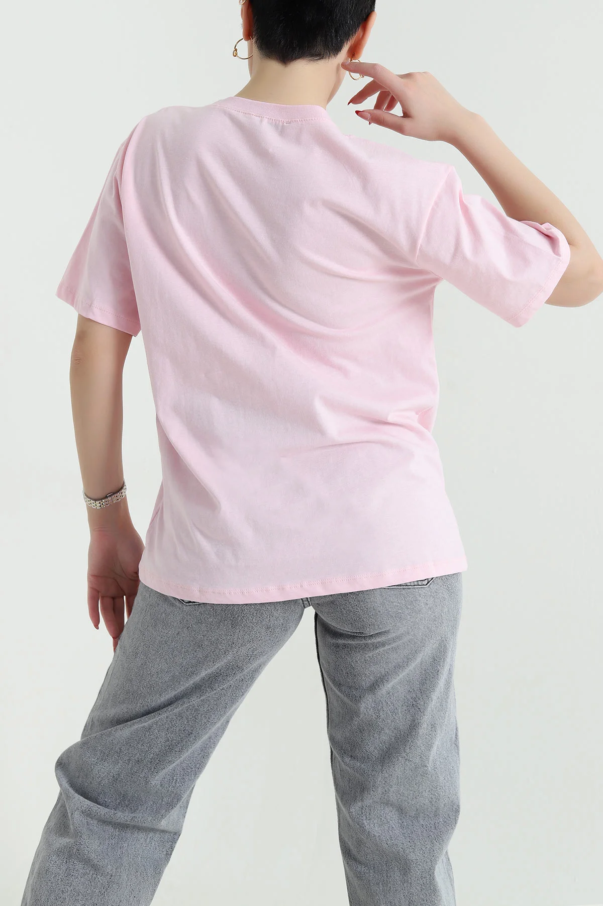 Pembe Taşlı Süprem Kadın Tişört 438608