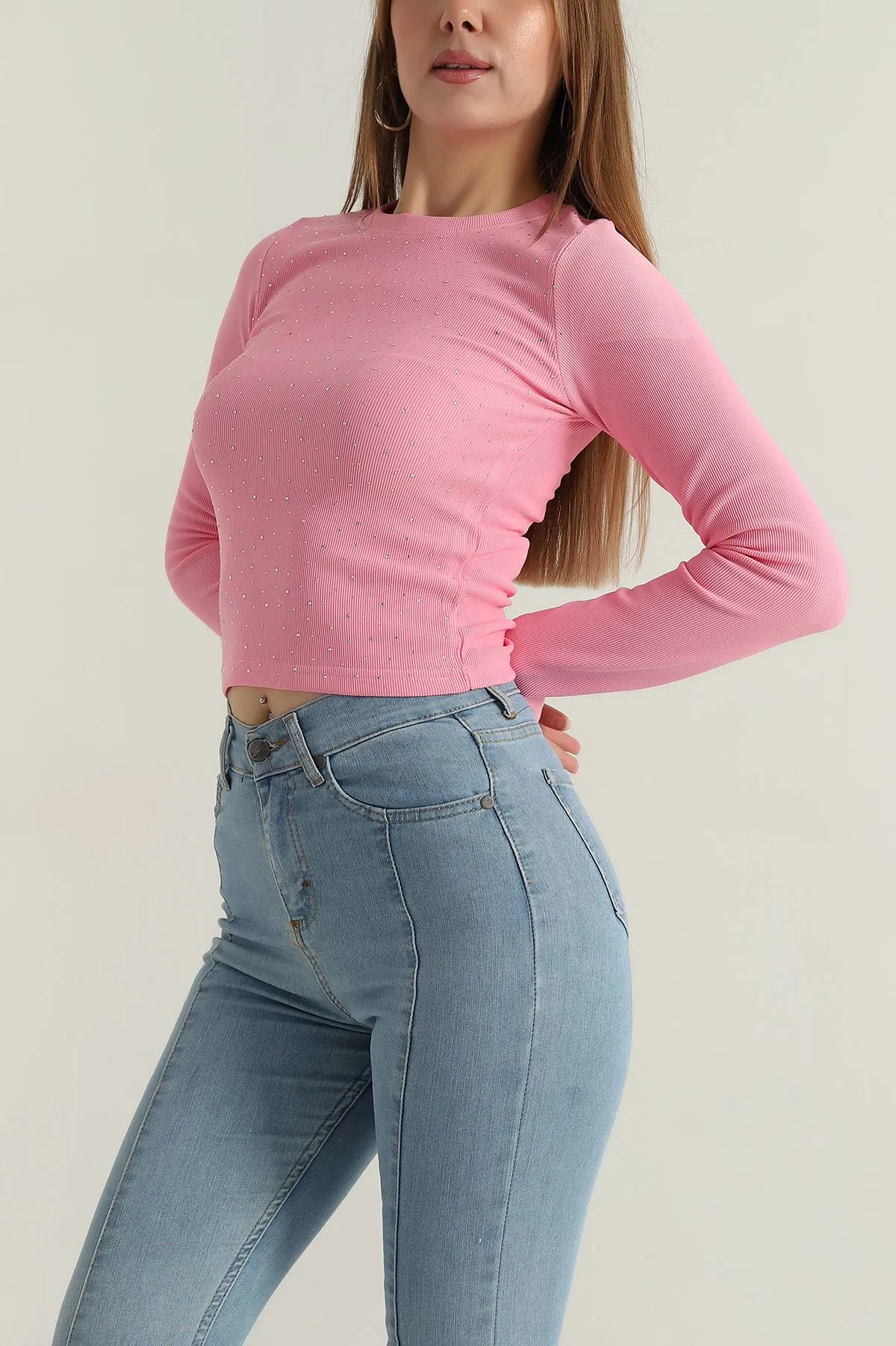 Pembe Taşlı Tasarım Kadın Ottoman Bluz 392325