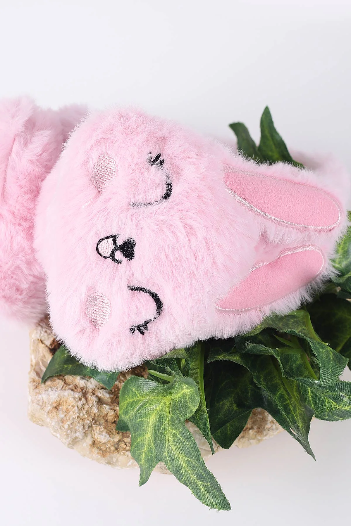 Pembe Tavşan Nakışlı Kulaklı Figürlü Peluş Kulaklık 410736