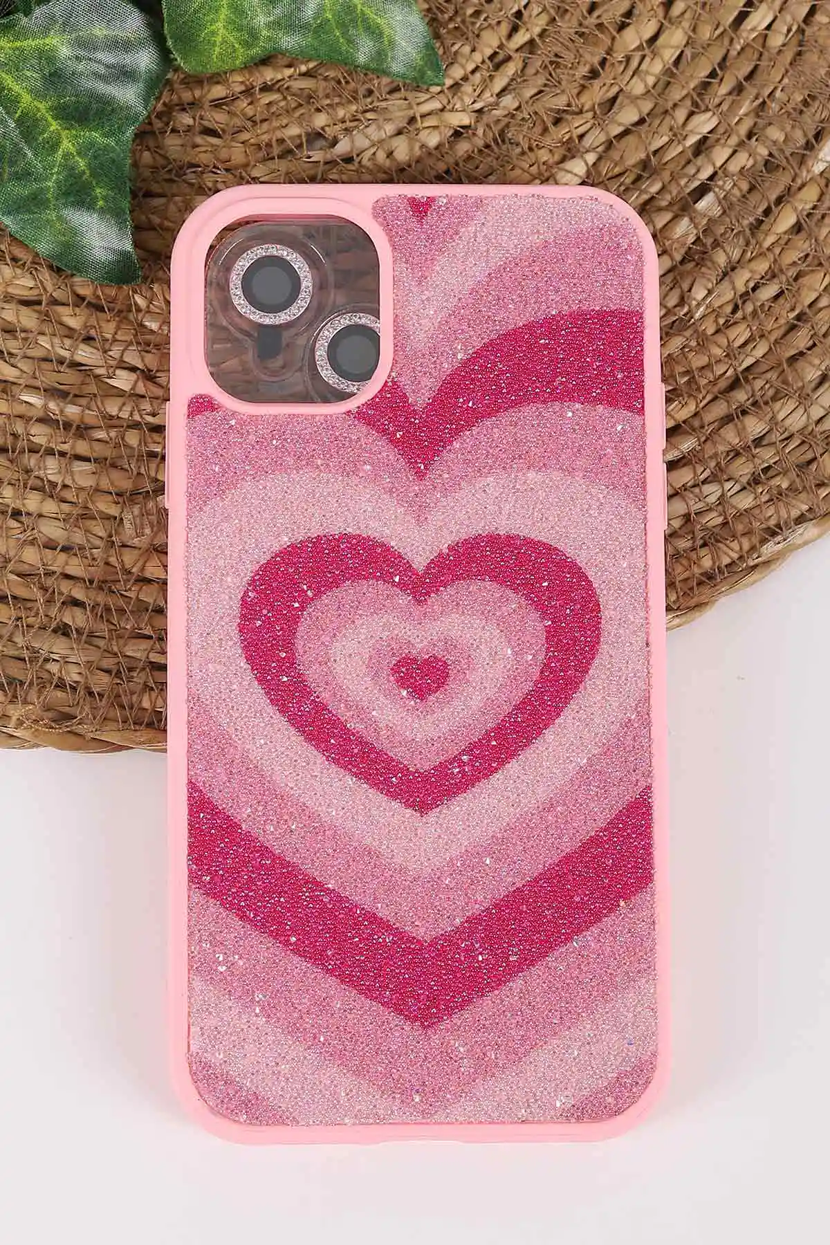 Pembe TeknoCase İPhone 11 Uyumlu Sweet Diamond Case Serisi Desenli Lens Hediyeli Sert Silikon Telefon Kılıfı 450103