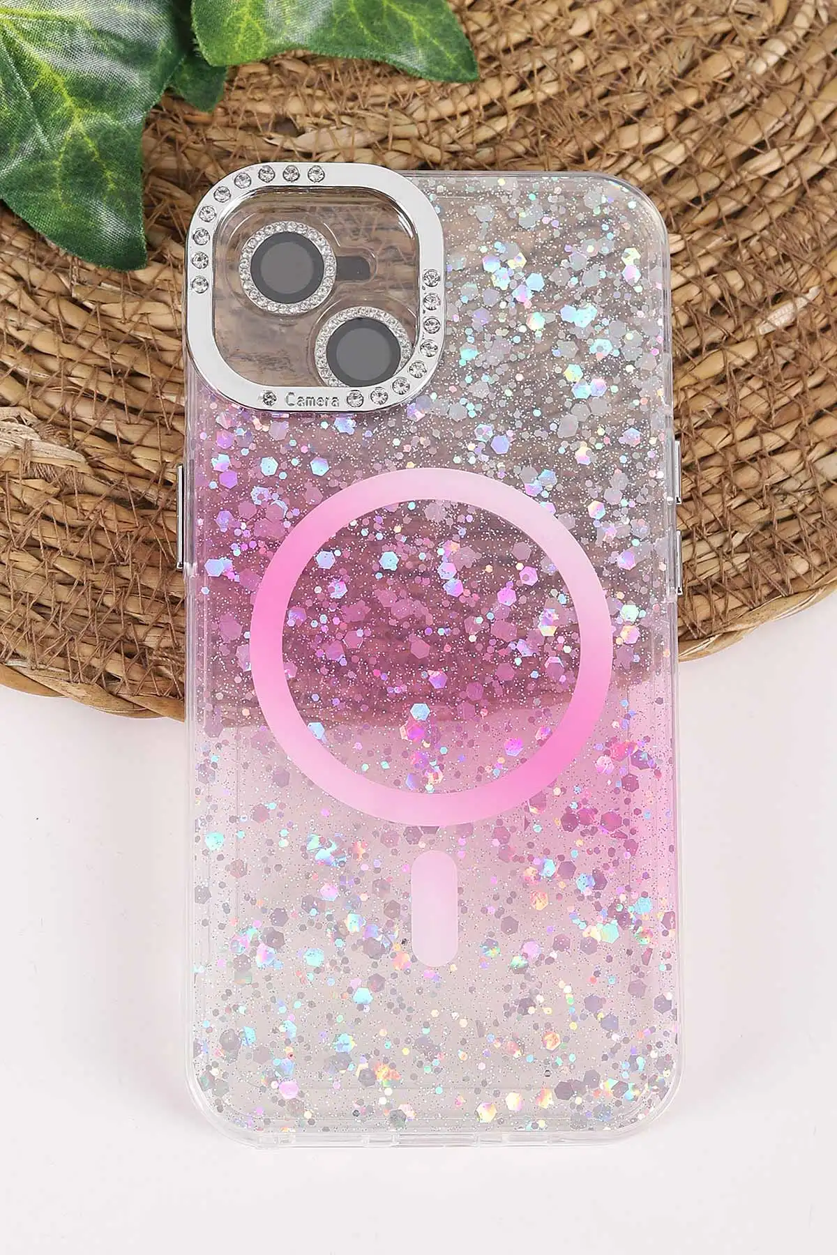 Pembe TeknoCase İPhone 13 Uyumlu Sortie Diamond Case Serisi Sert Silikon Telefon Kılıfı 457957
