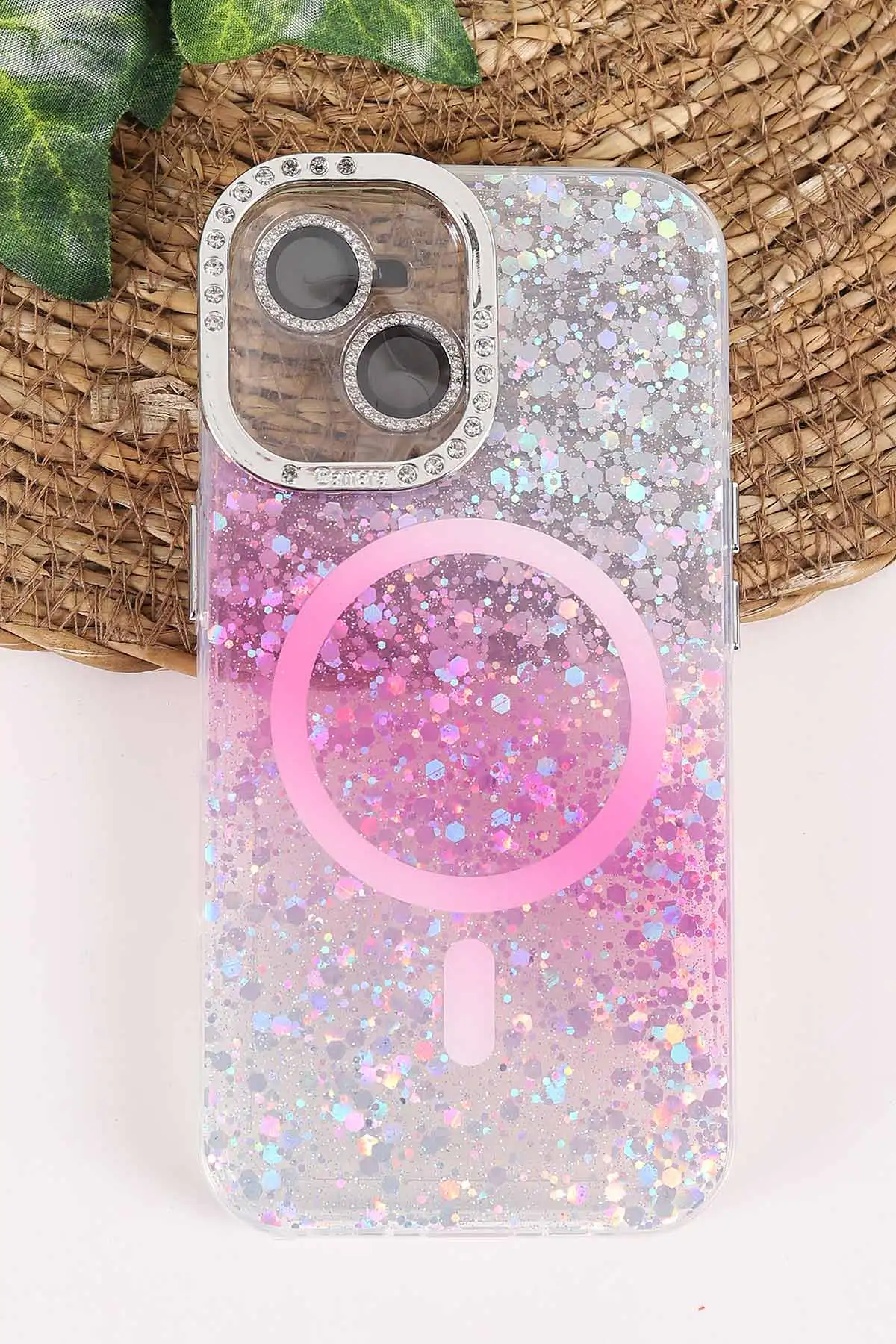 Pembe TeknoCase İPhone 16 Uyumlu Sortie Diamond Case Serisi Sert Silikon Telefon Kılıfı 457997