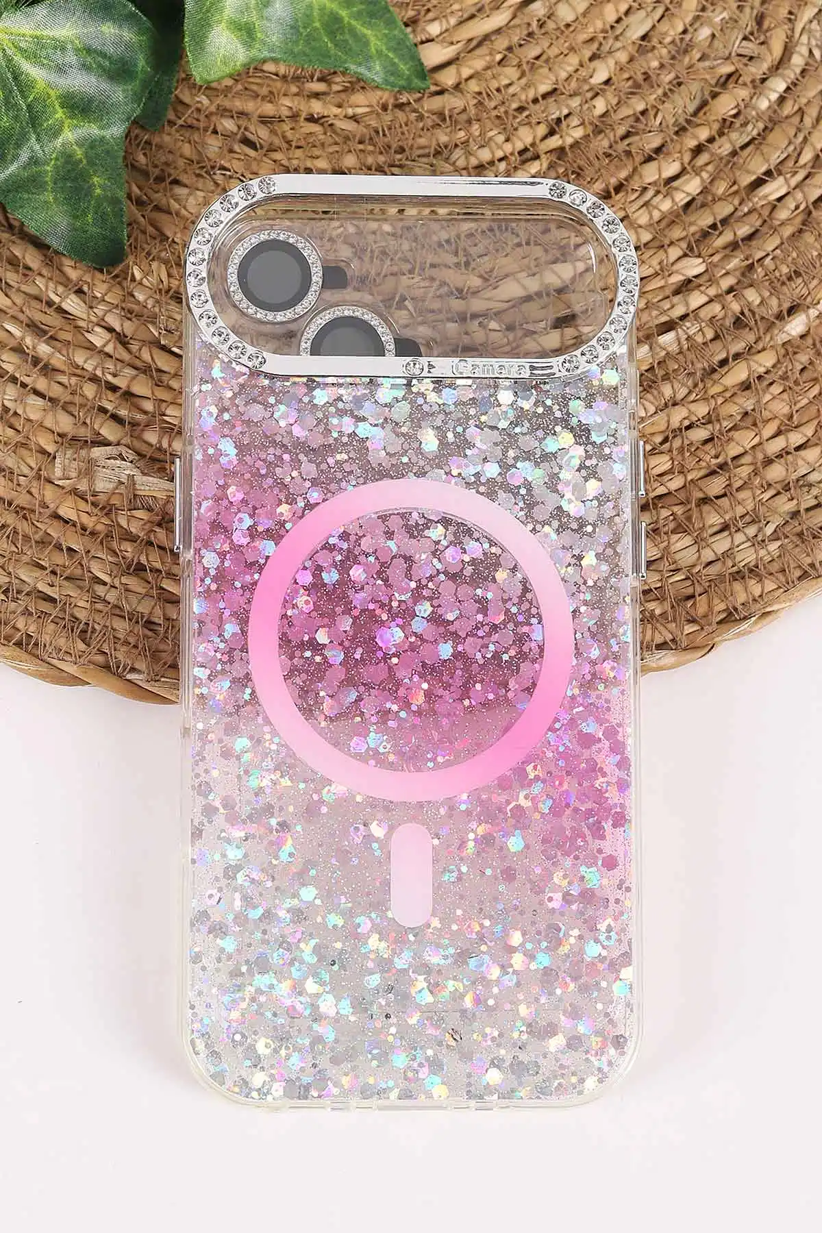 Pembe TeknoCase İPhone 17 Air Uyumlu Sortie Diamond Case Serisi Sert Silikon Telefon Kılıfı 458022