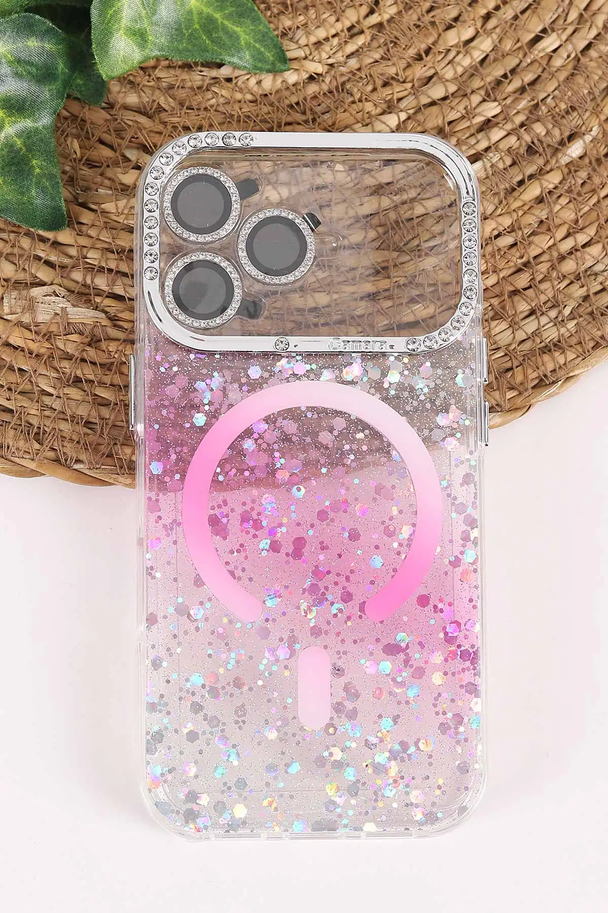 Pembe TeknoCase İPhone 17 Pro Uyumlu Sortie Diamond Case Serisi Sert Silikon Telefon Kılıfı 458013