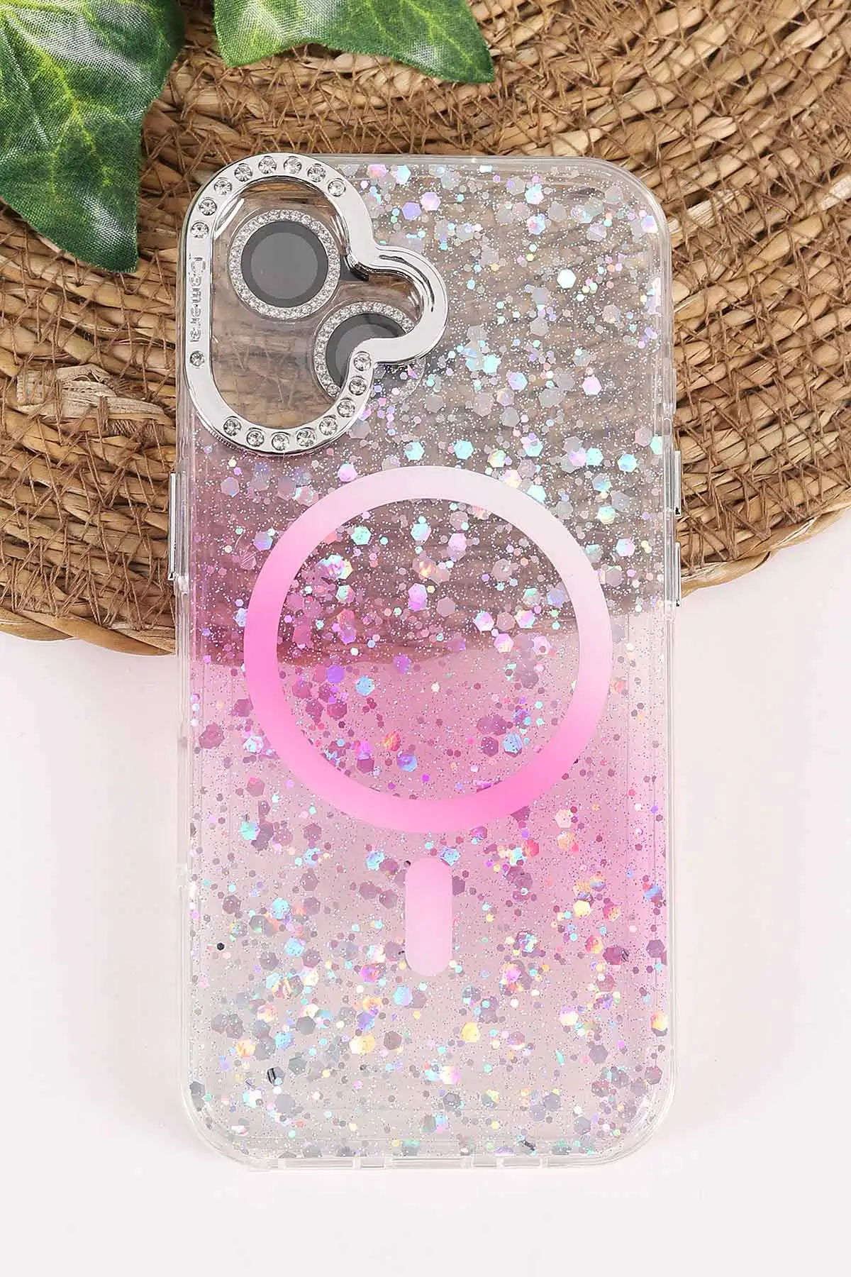 Pembe TeknoCase İPhone 17 Uyumlu Sortie Diamond Case Serisi Sert Silikon Telefon Kılıfı 458009