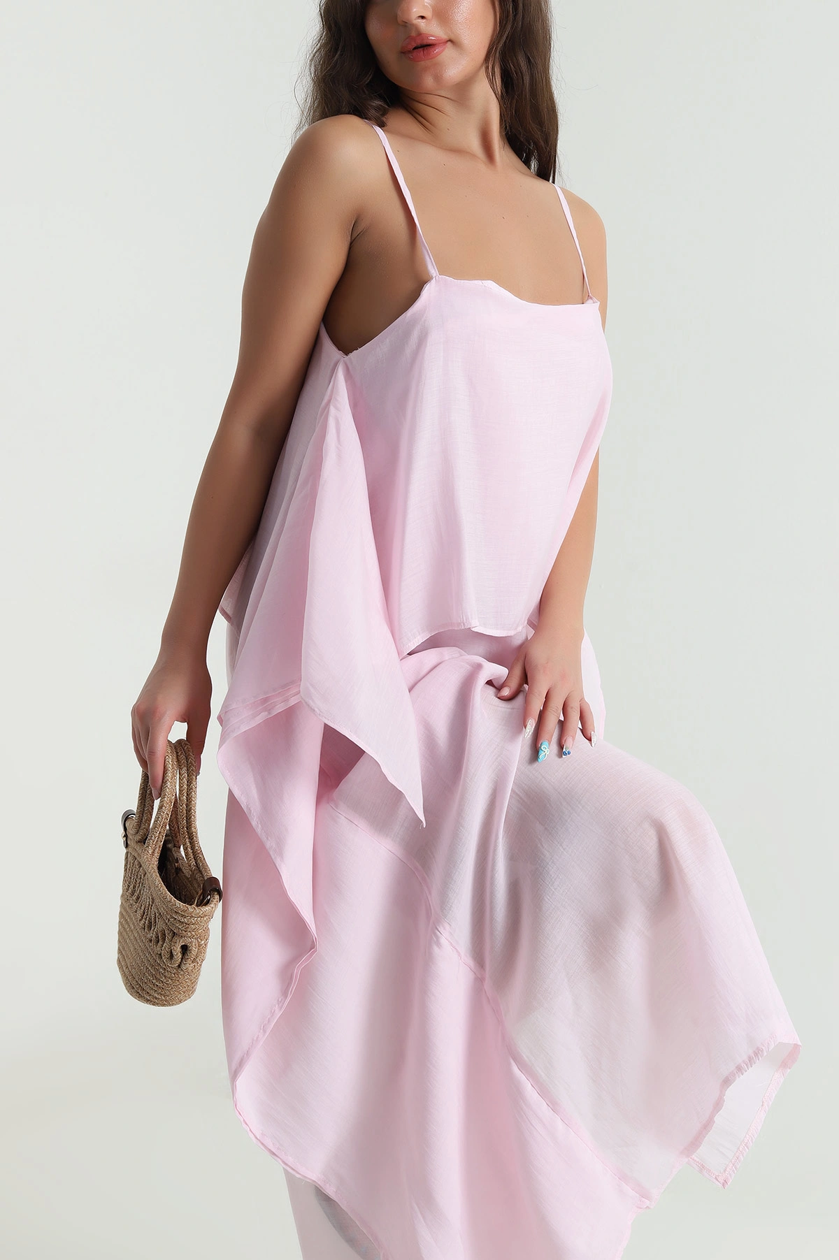 Pembe Tensel Modal Kadın Elbise 484106