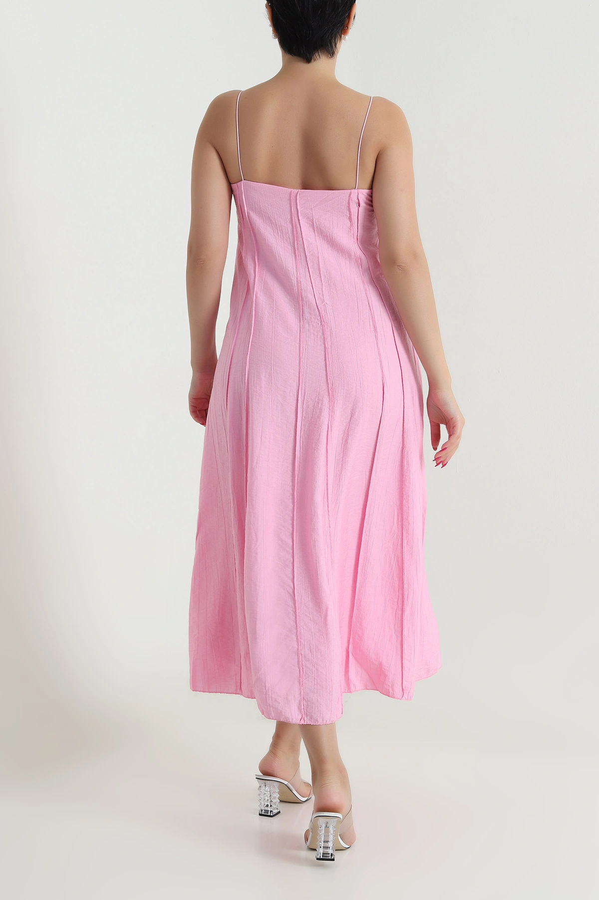 Pembe Ters Dikişli Çilek Kadın Elbise 475431