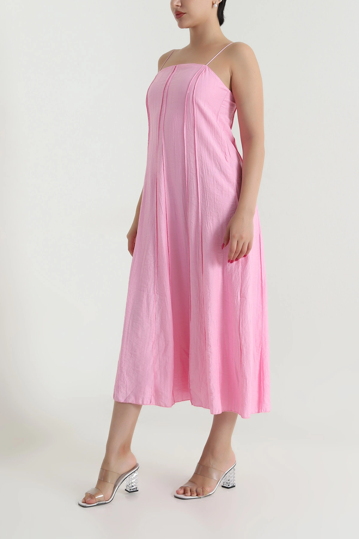 Pembe Ters Dikişli Çilek Kadın Elbise 475431