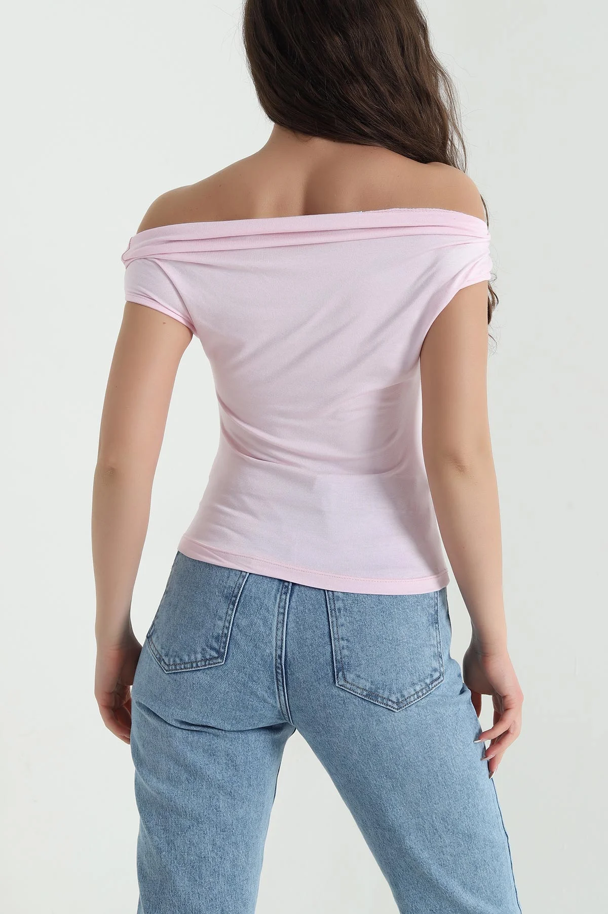 Pembe Tokalı Likralı Buzzy Kadın Bluz 456331