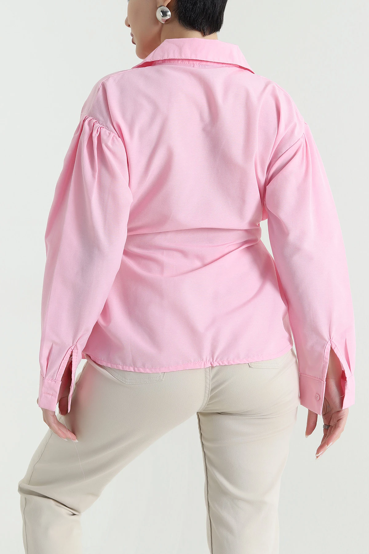 Pembe Tokalı Terikoton Kadın Gömlek 443889
