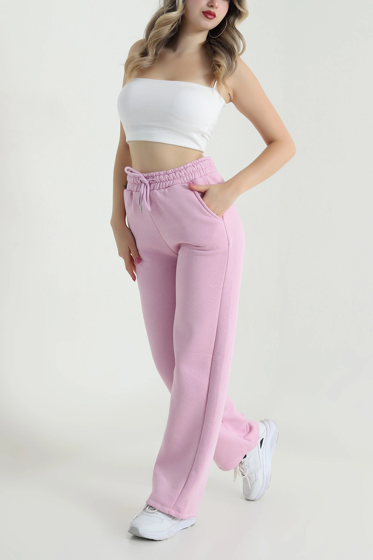 Pembe Üç İp Şardonlu Kadın Pantolon 483194
