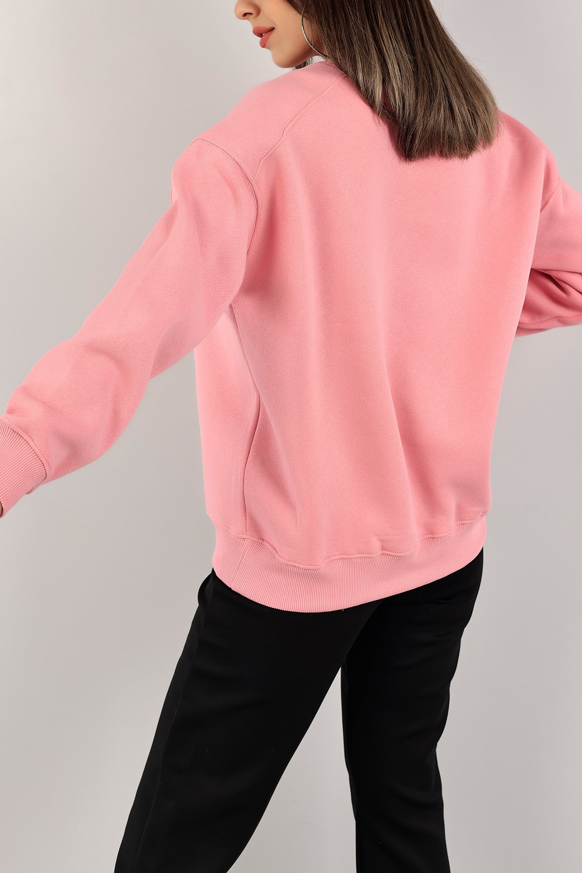 Pembe Üç İplik Şardonlu Sweat 141589