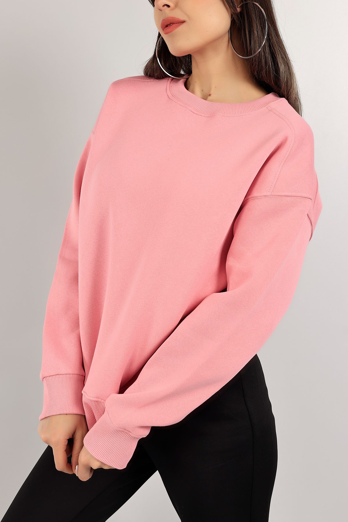 Pembe Üç İplik Şardonlu Sweat 141589