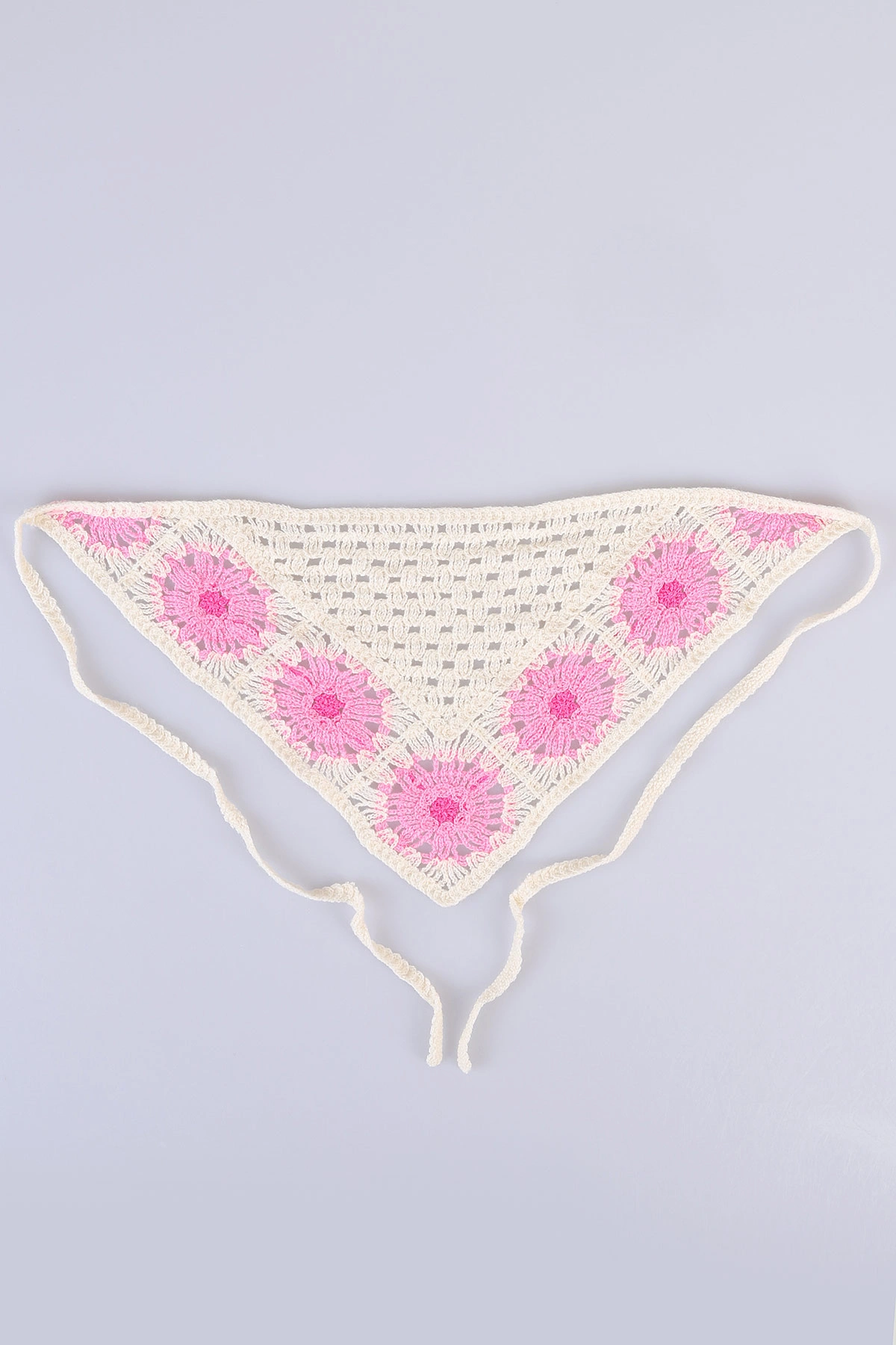 Pembe Üçgen   Örgü Saç Bandanası 485786