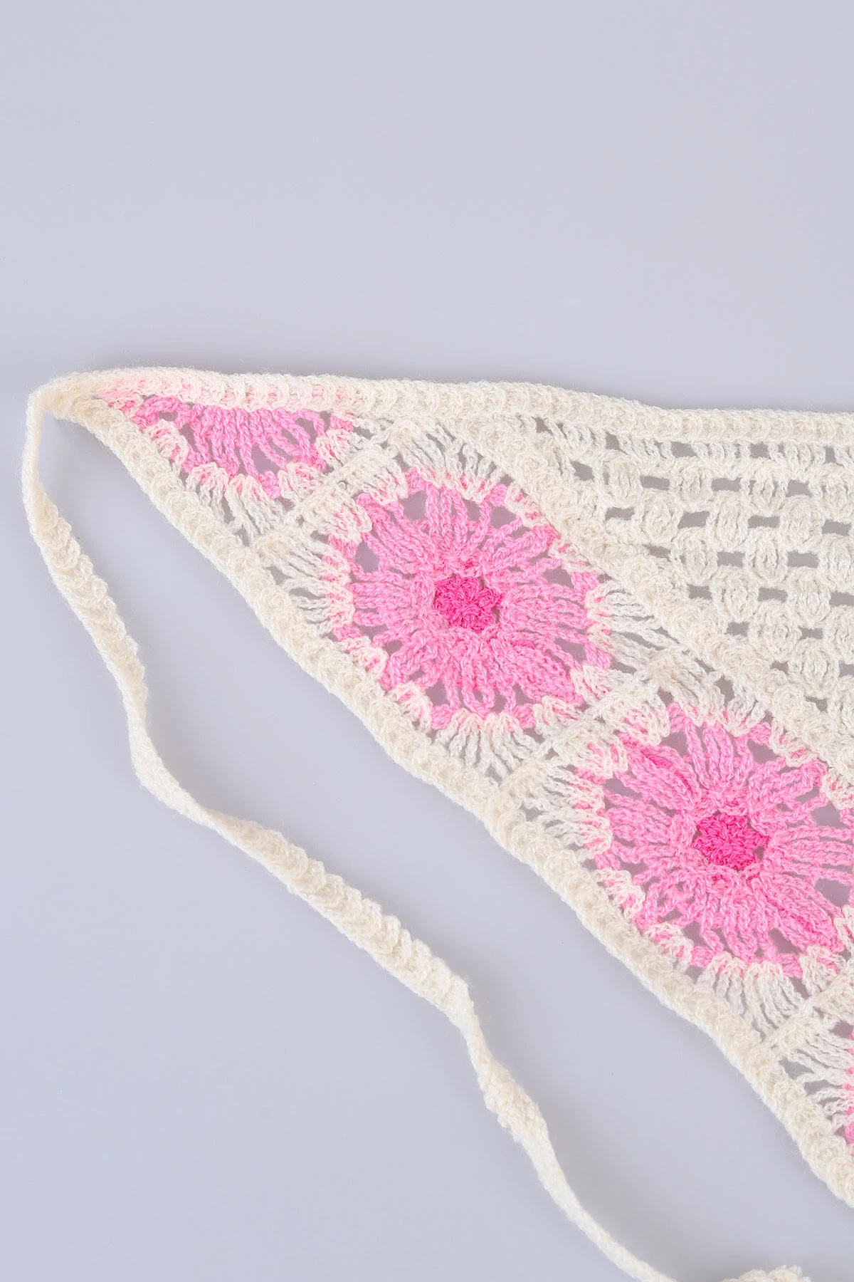 Pembe Üçgen   Örgü Saç Bandanası 485786