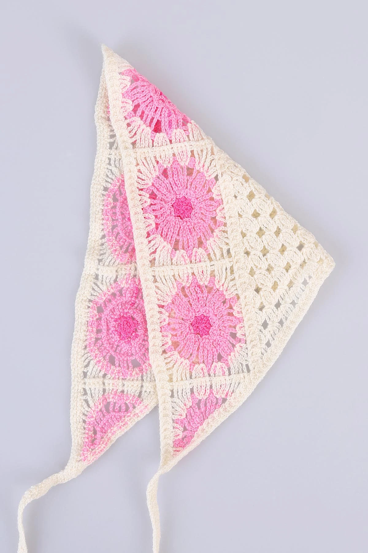 Pembe Üçgen   Örgü Saç Bandanası 485786
