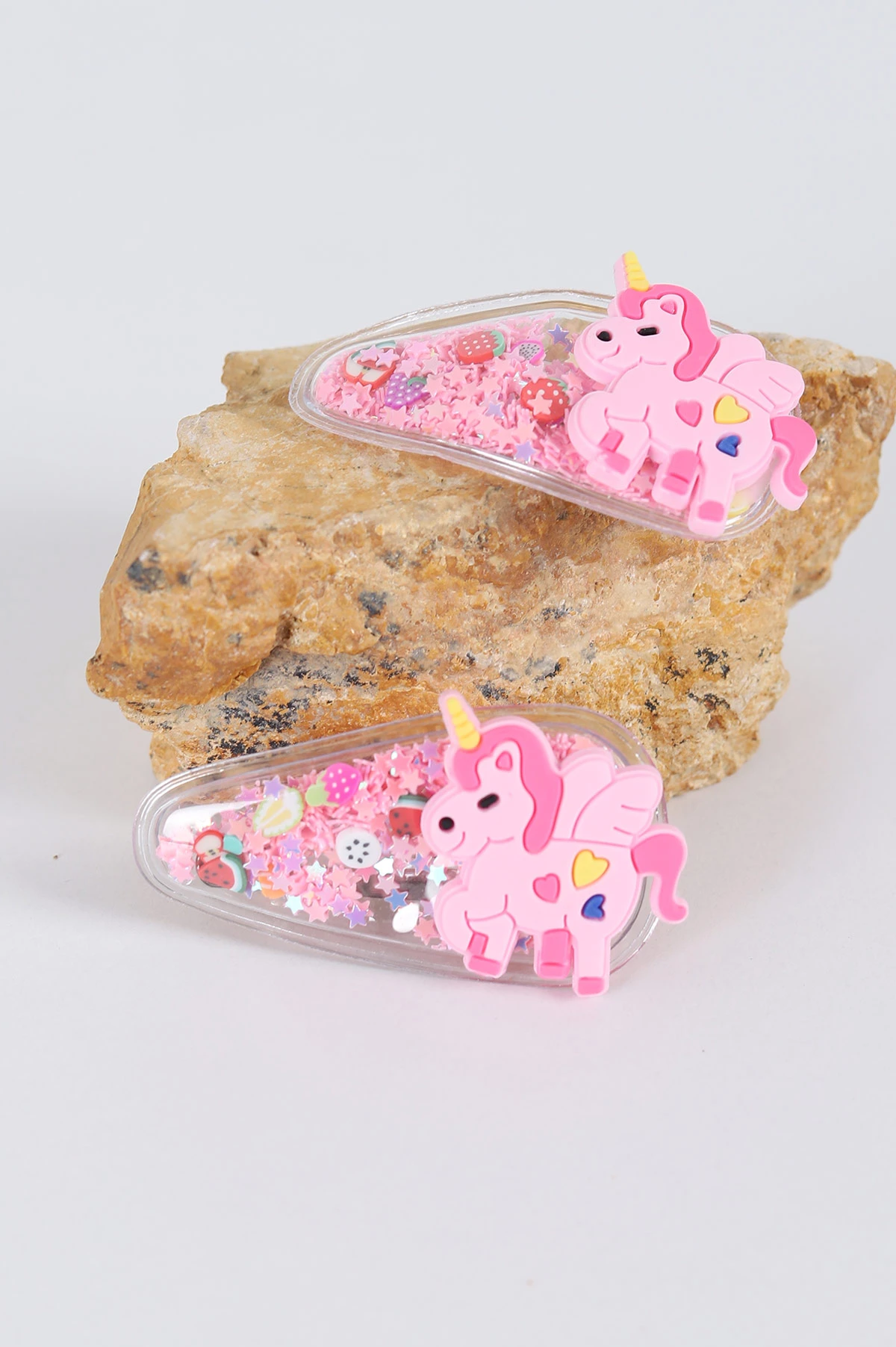 Pembe Unicorn Figürlü Simli Çıt Çıt Toka 298793
