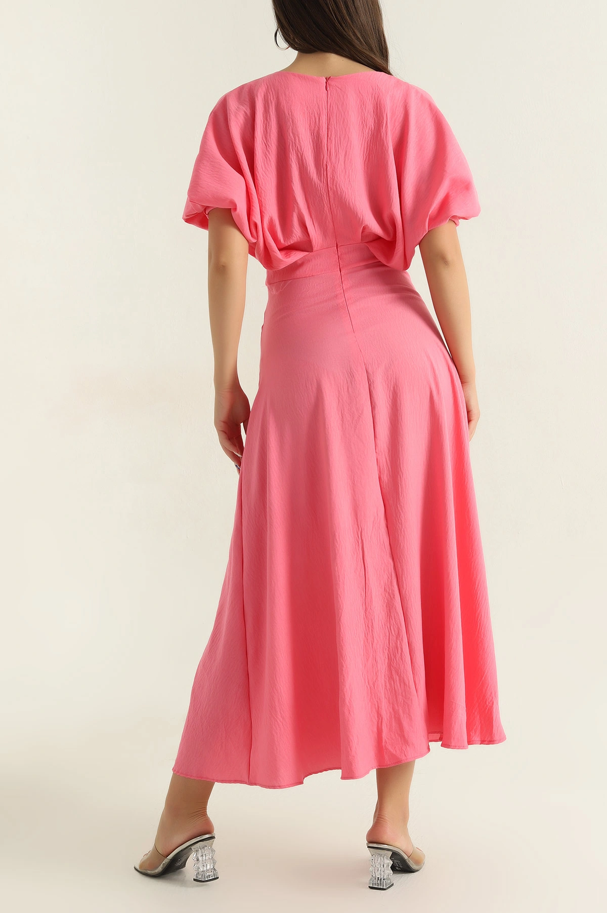 Pembe V Yaka Aerobin Kadın Elbise 369477