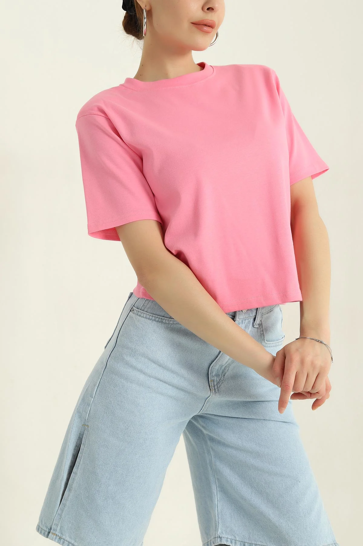 Pembe Vatkalı Süprem Kadın Tişört 364852