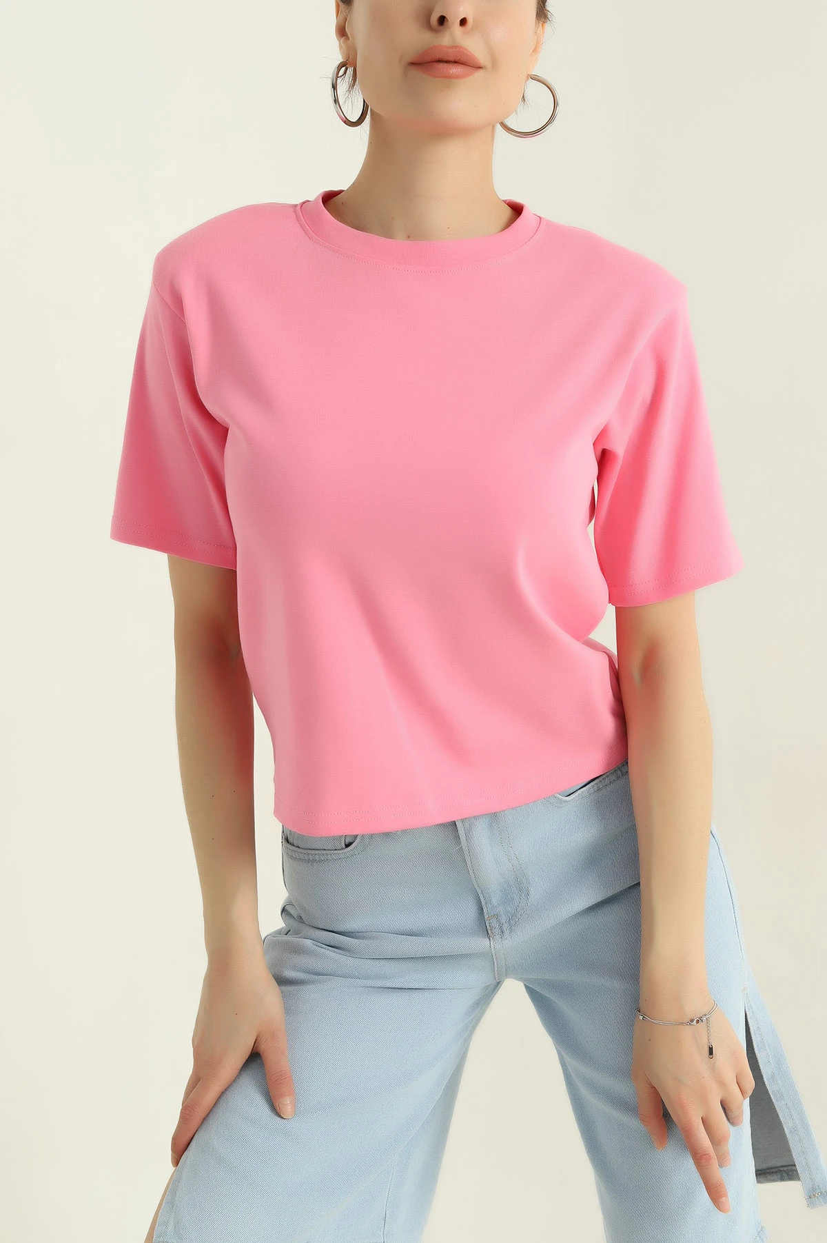 Pembe Vatkalı Süprem Kadın Tişört 364852