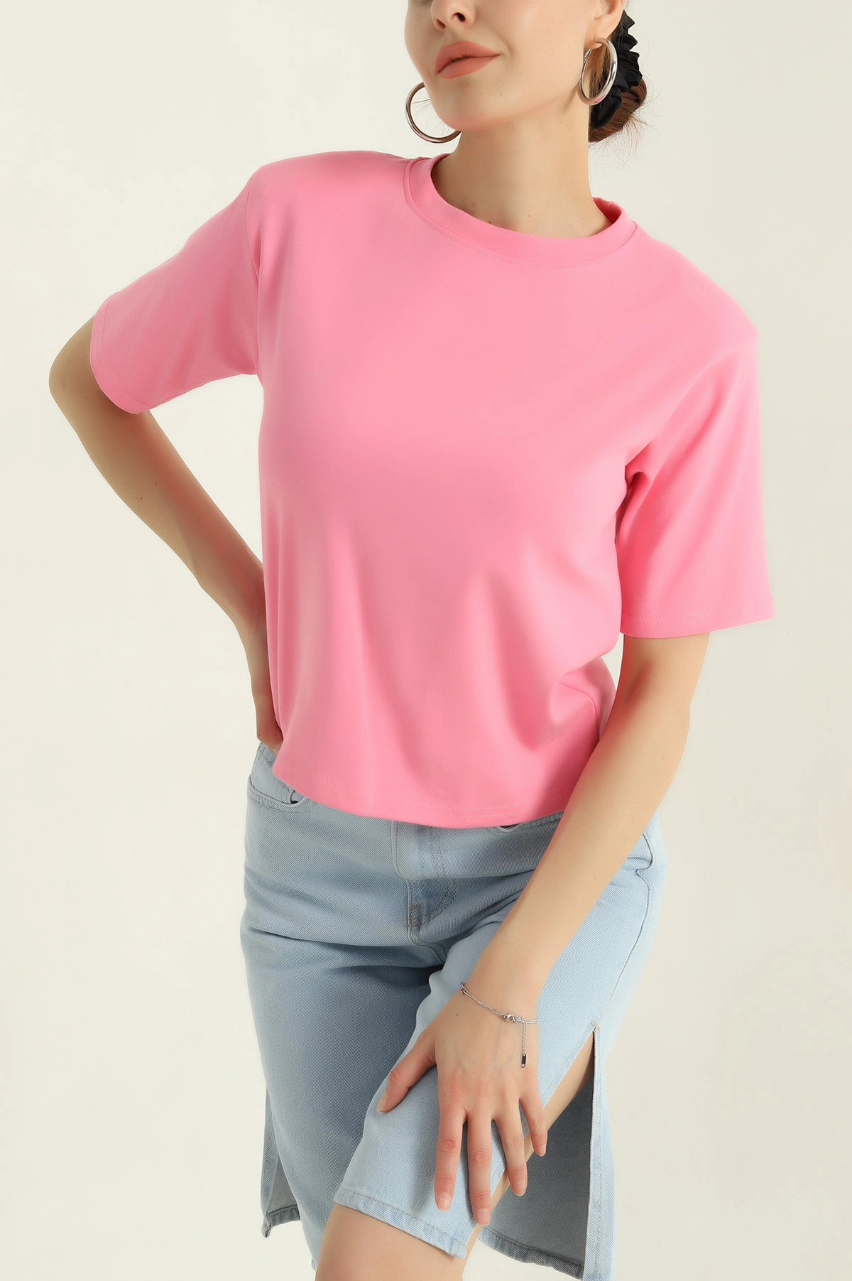 Pembe Vatkalı Süprem Kadın Tişört 364852