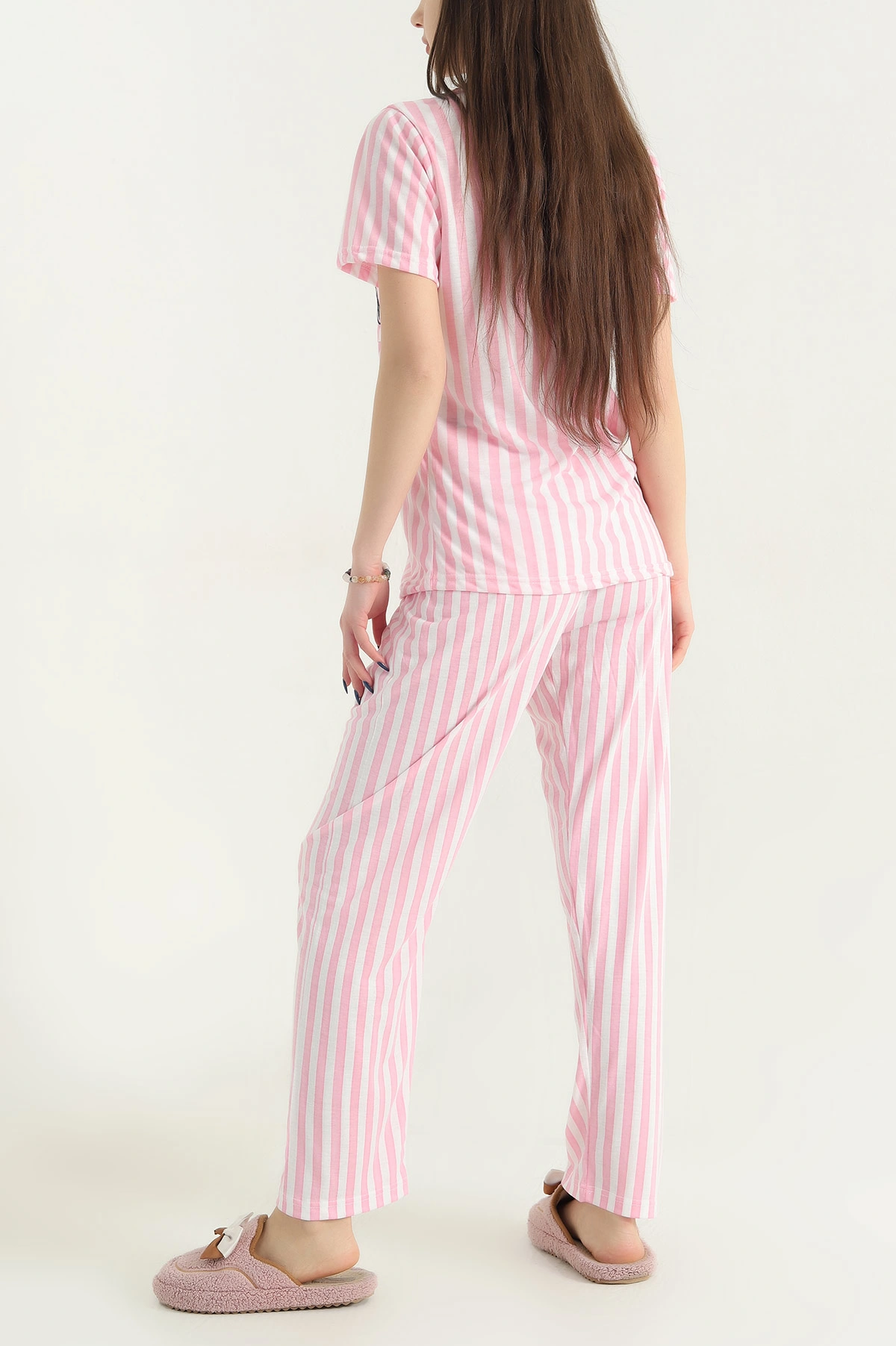 Pembe Viskon Düğmeli Kadın Pijama Takımı 341728