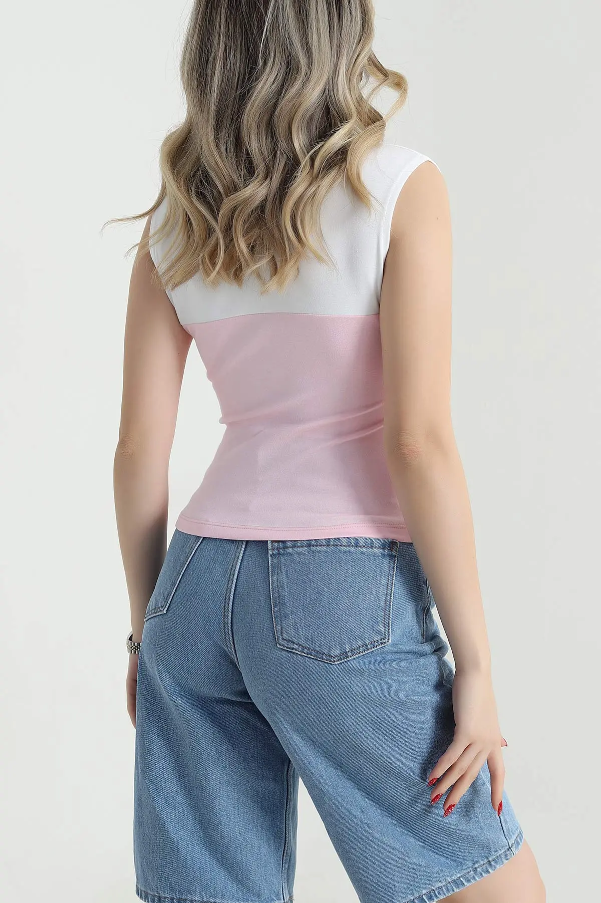 Pembe Yakalı Oysho Parçalı Kadın Bluz 471617