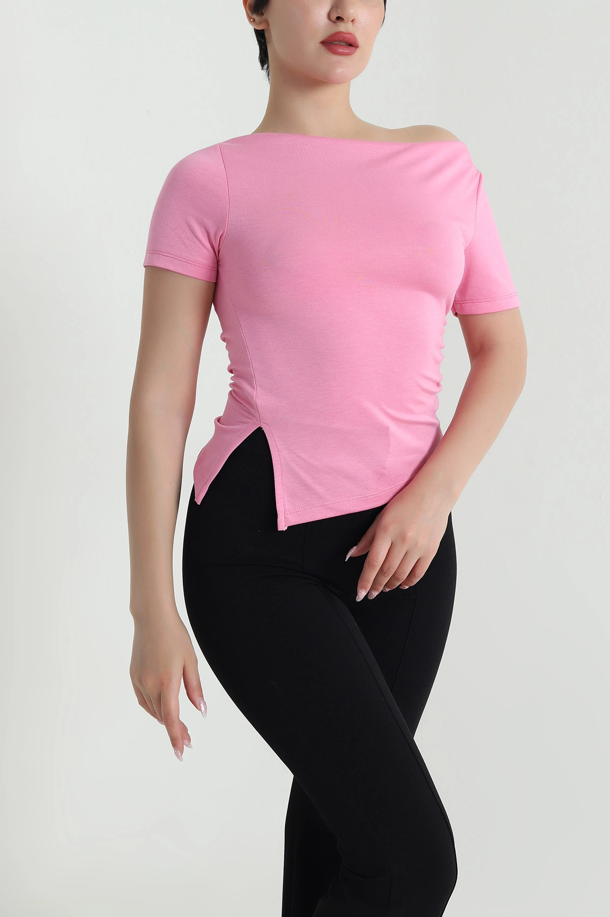 Pembe Yanı Büzgülü Kadın Bluz 465400