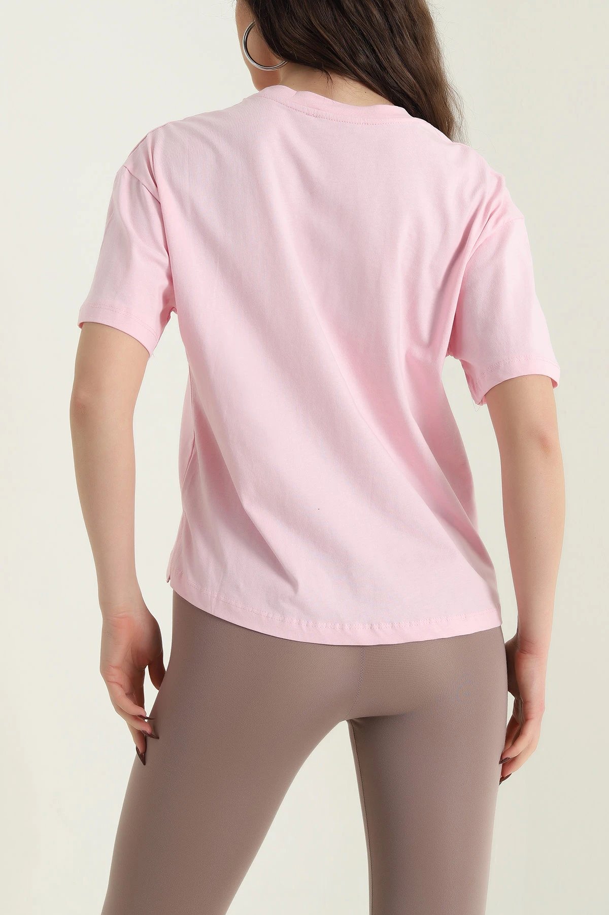 Pembe Yanı Yırtmaçlı Kadın Tişört 435435