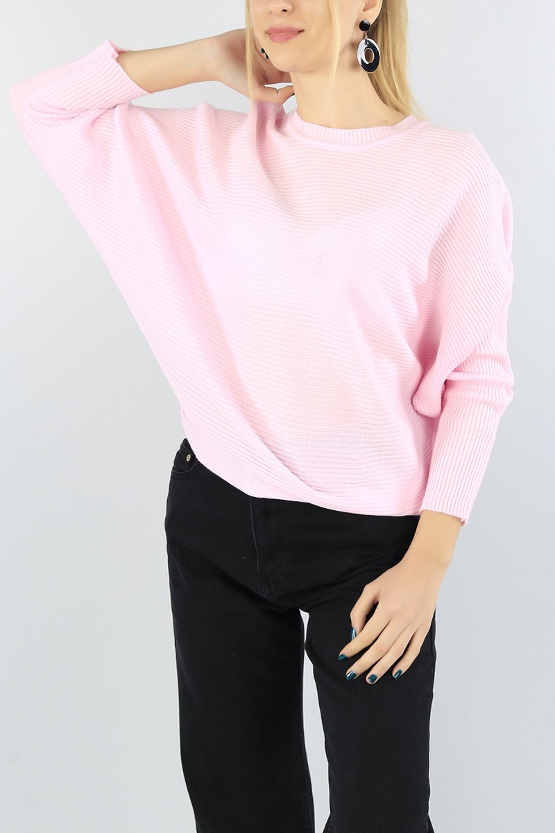 Pembe Yarasa Kol Bayan Triko Kazak 54269