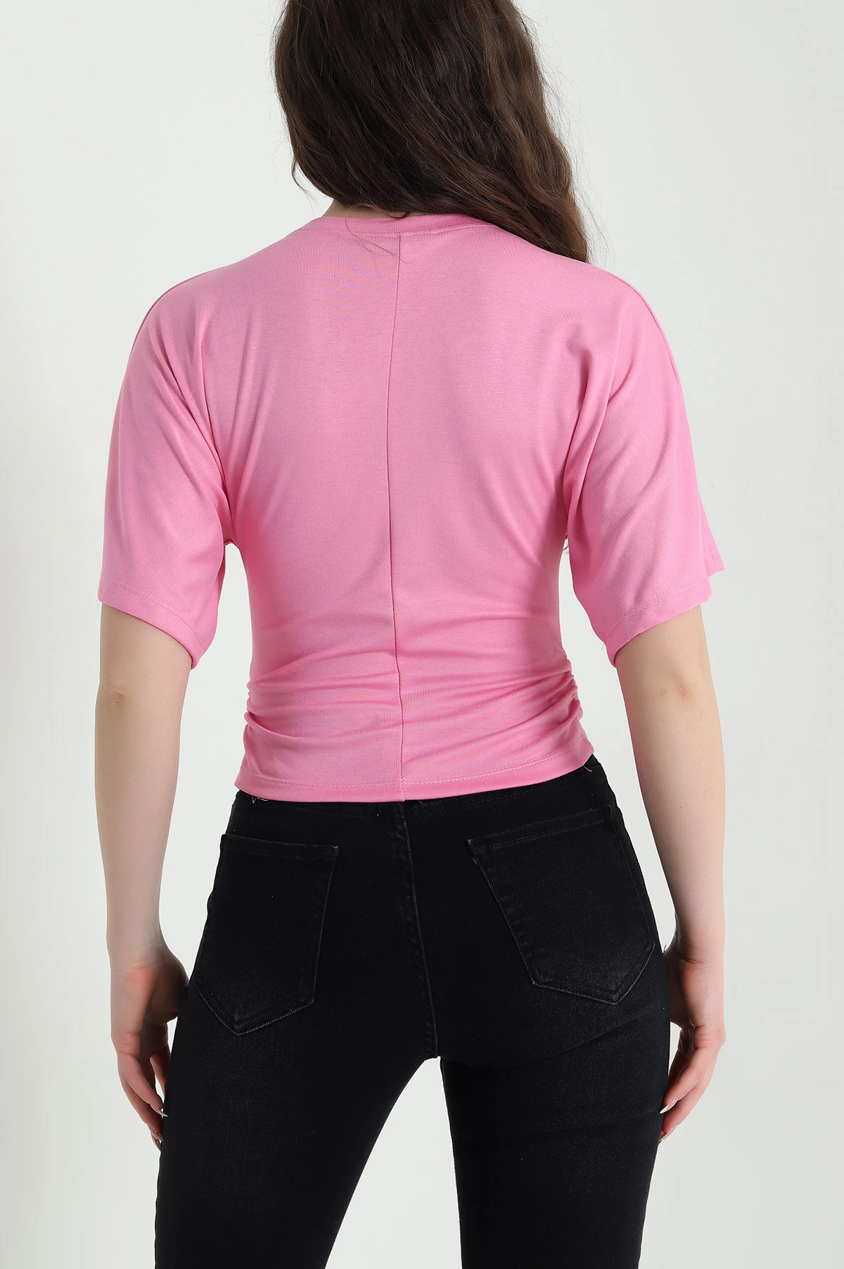 Pembe Yarasa Kol Büzgülü Oysho Kadın Bluz 454712