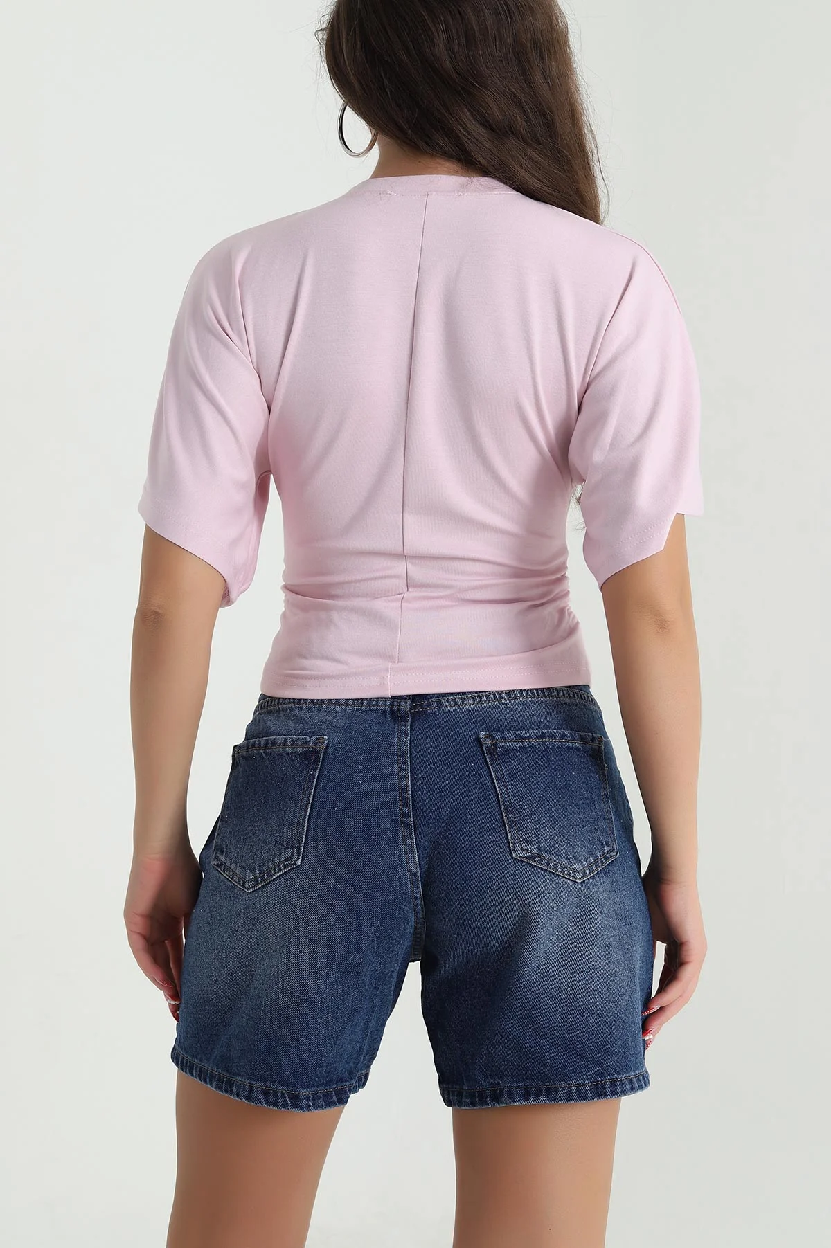 Pembe Yarasa Kol Büzgülü Oysho Kadın Bluz 474937