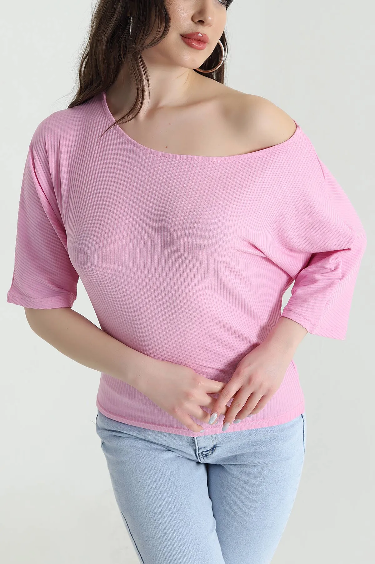 Pembe Yarasa Kol Kadın Bluz 449243