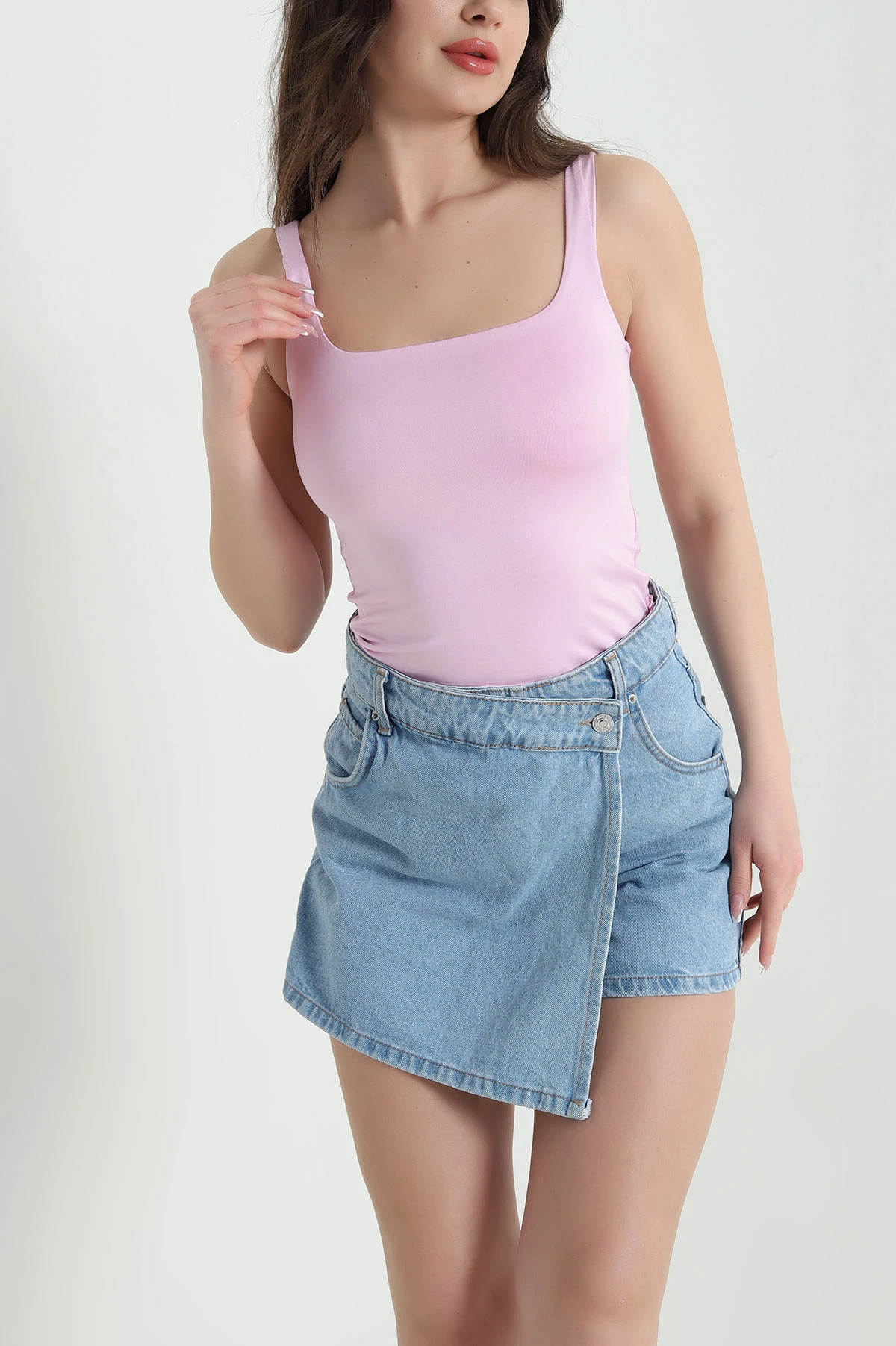 Pembe Yazlık Scuba Kadın Bluz 454670